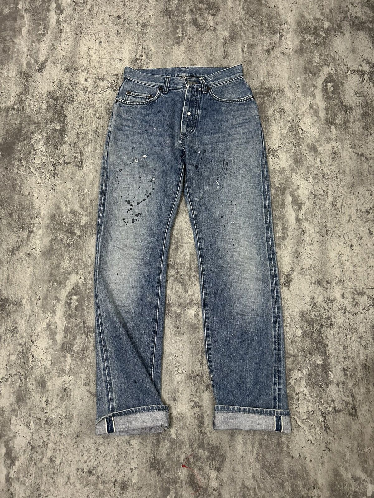 Alberto × Japanese Brand × Jean Vintage Alberto Paris Paint Selvedge Distressed jeans Size US 27 - 3 Thumbnail