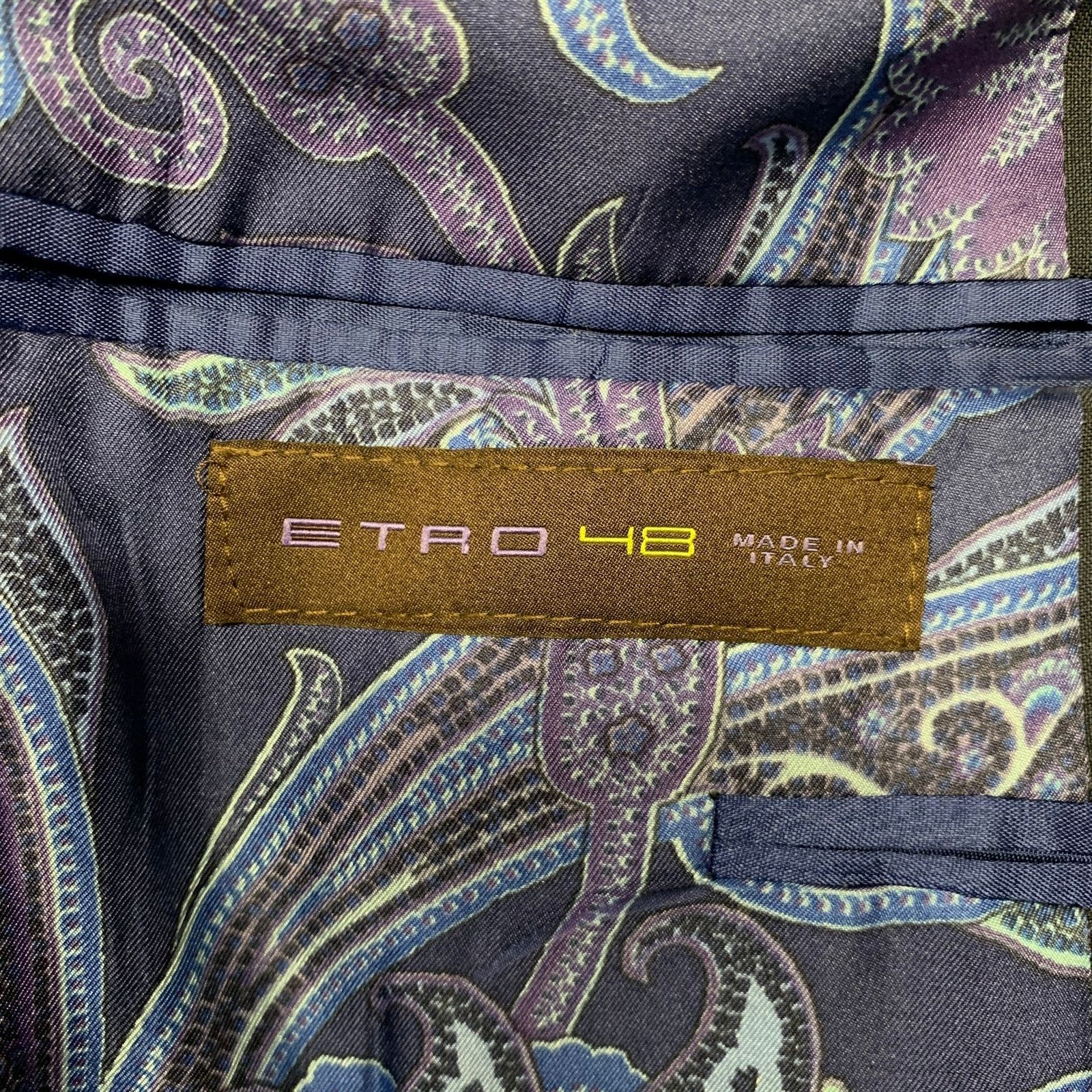 Etro ETRO Size 38 Navy Purple Pinstripe Wool Notch Lapel Suit Size 38R - 8 Thumbnail