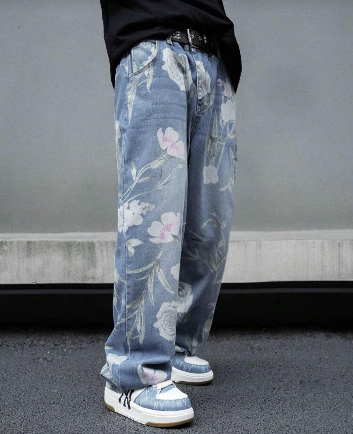 Japanese Brand Mibuki x Hiro Loose Wide Leg Floral Print Jeans Design Pants Size US 31 - 6 Thumbnail
