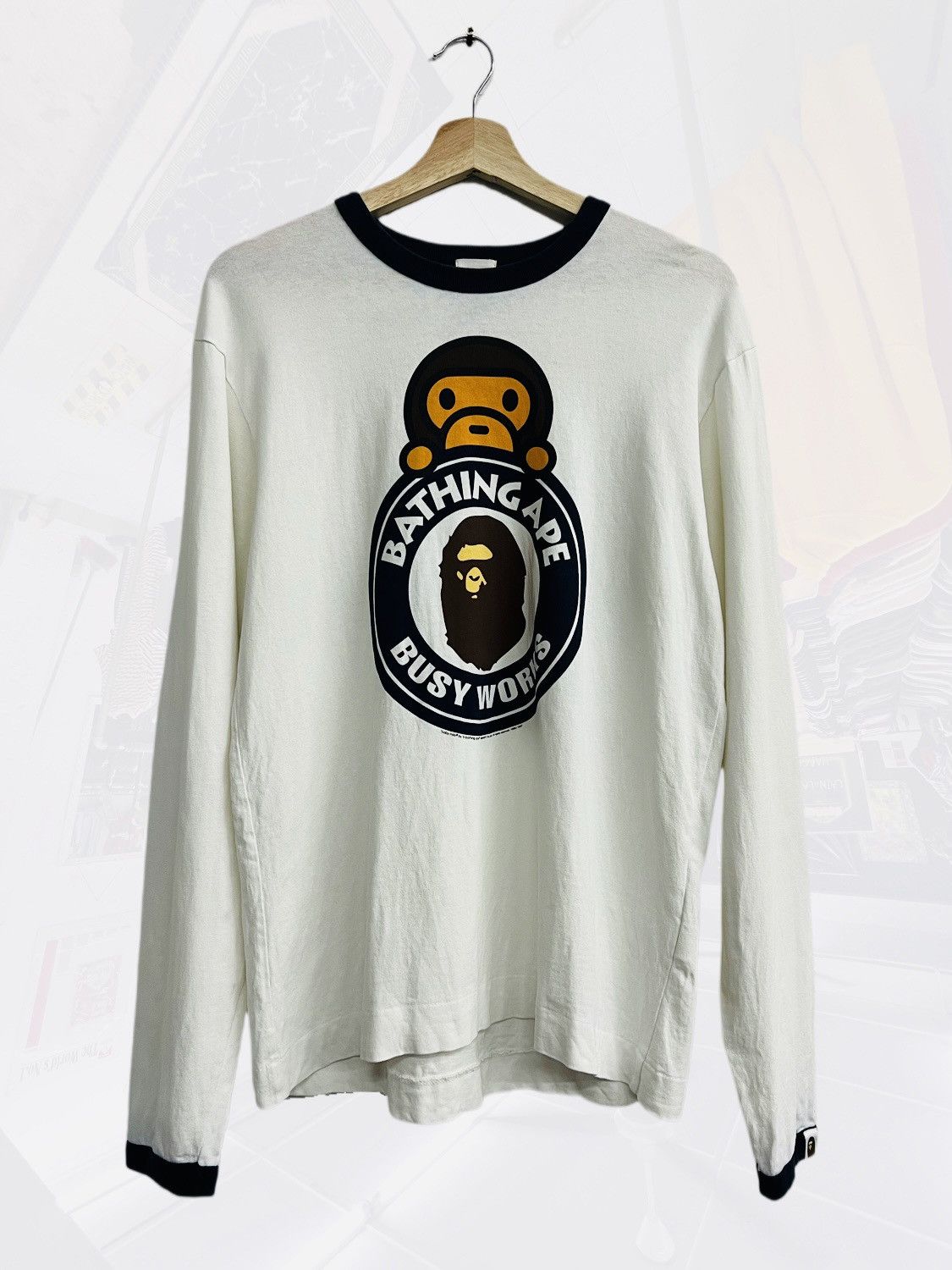 Bape Bape x Baby Milo College Logo Longsleeve Tee Size US M / EU 48-50 / 2 - 1 Thumbnail