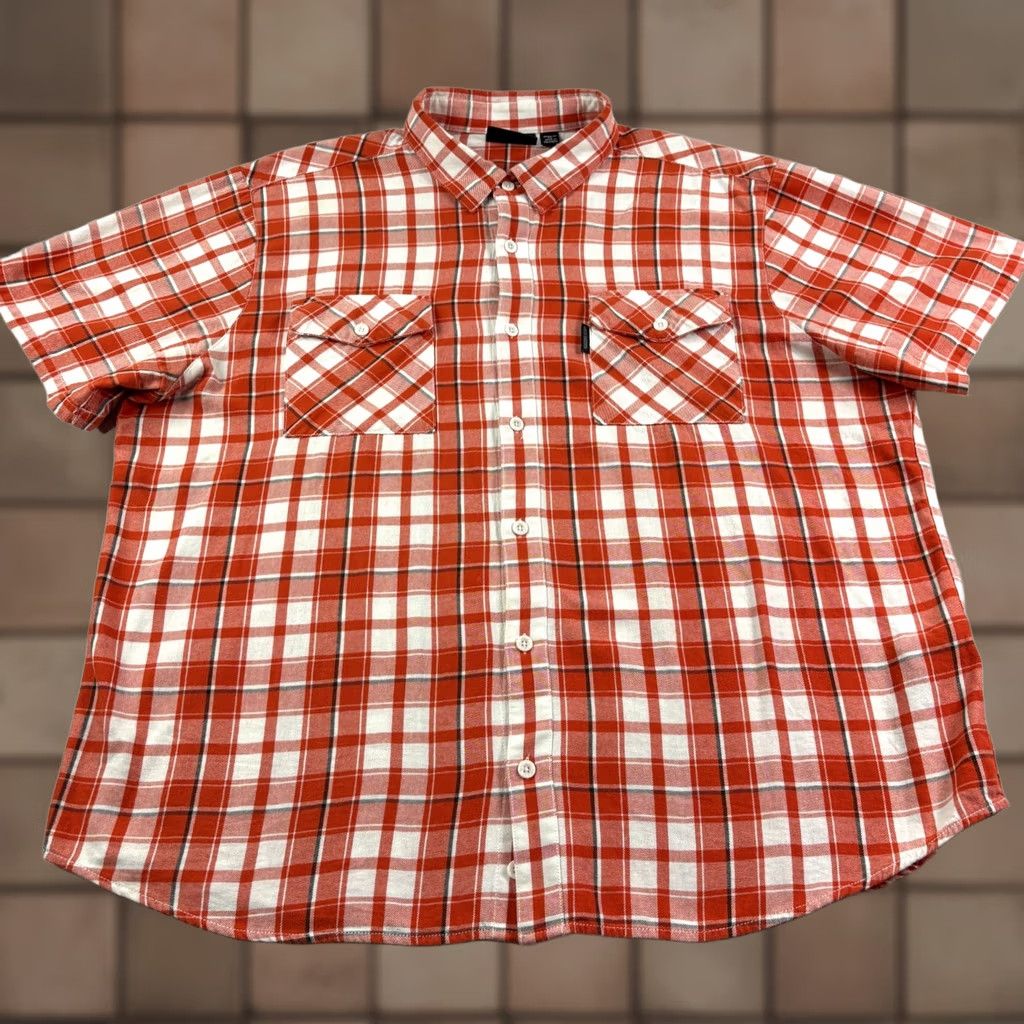 Harley Davidson Harley-Davidson Shirt Mens 3XL Orange Plaid Button-Up Short Sleeve Casual Biker Pockets Size US XXL / EU 58 / 5 - 1 Thumbnail