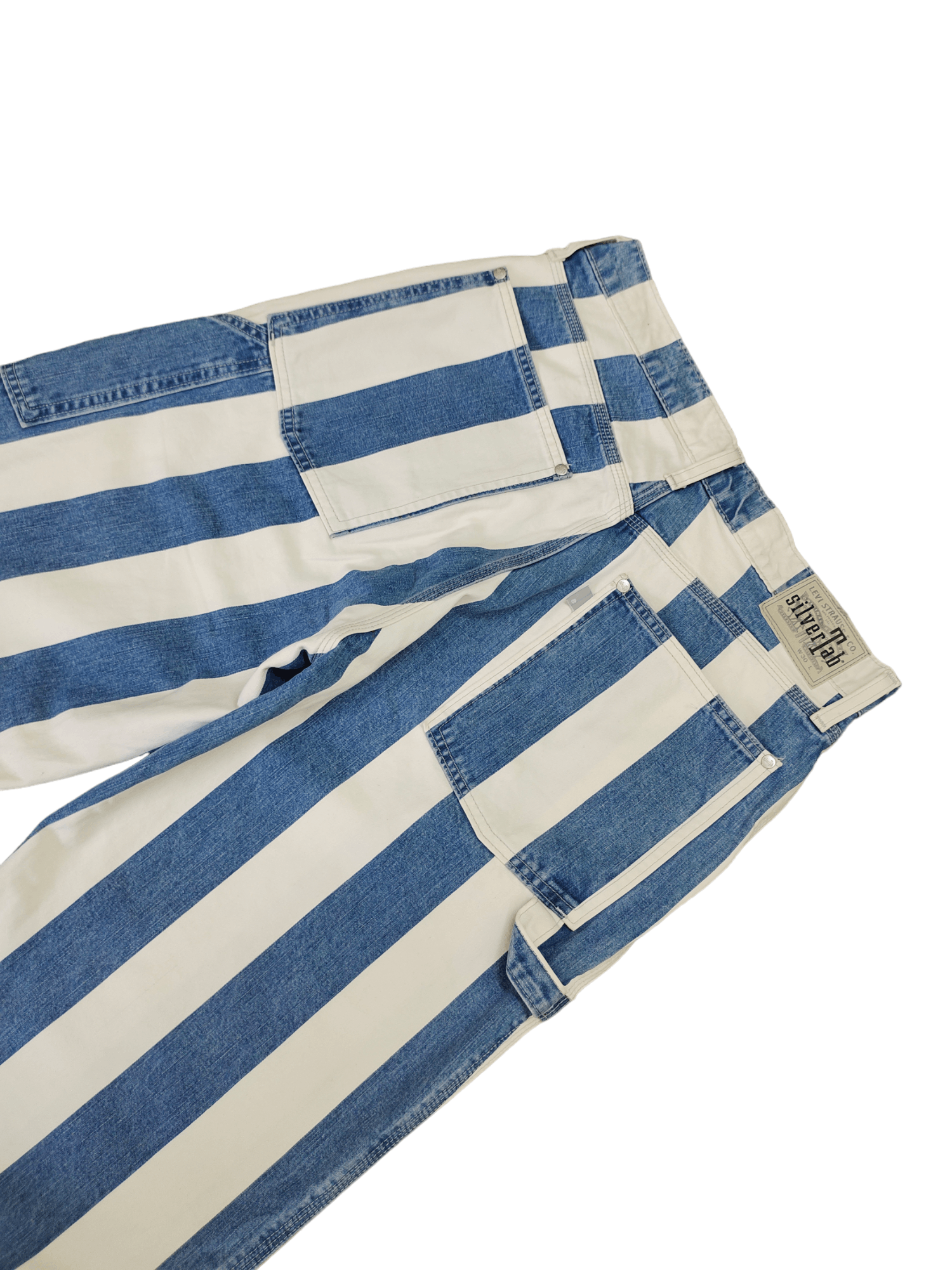 Levi's Vintage Clothing Baggy Jeans Levis Silver Tab Prisoner Striped Carpenter 3Q Size US 31 - 4 Thumbnail