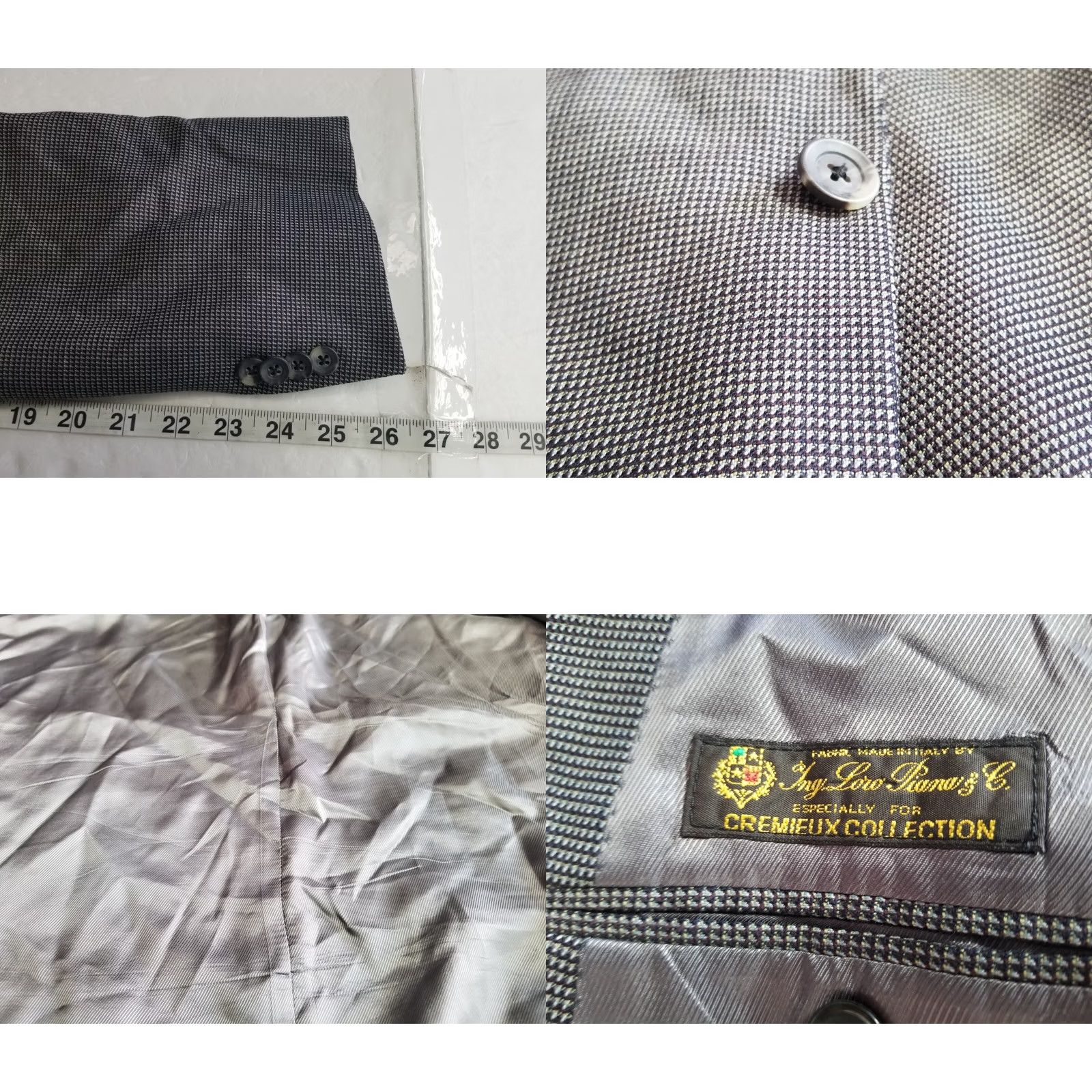 Loro Piana Cremieux Blazer Mens 50R Wool Gray Two-Button Peak Lapel Single-Breasted Sport Coat Jacket Regular Size 50 Mens Size 50R - 8 Thumbnail