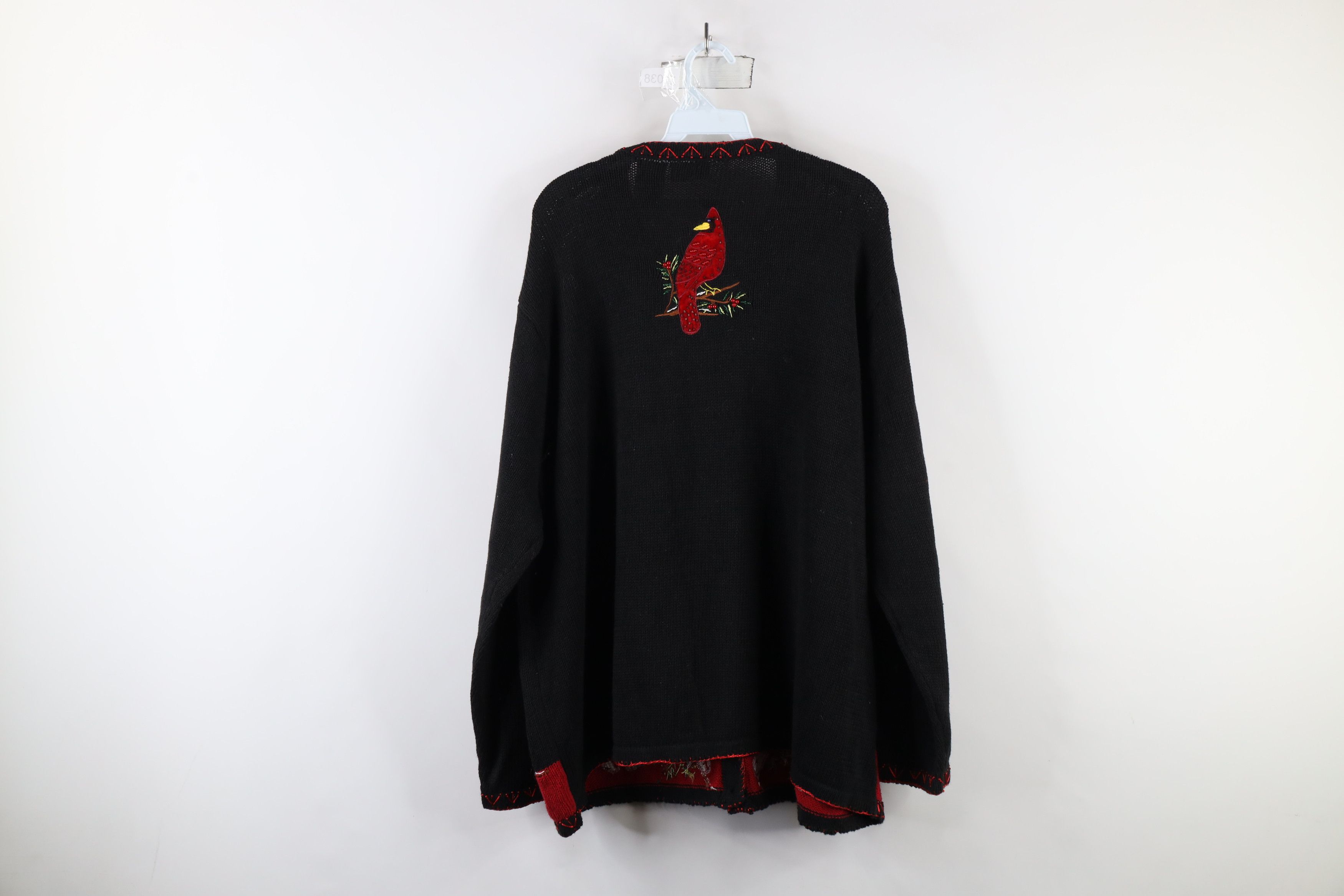 Vintage Deadstock Vintage 90s Christmas Bird Flower Cardigan Sweater Size 4XL / US 24-26 - 11 Thumbnail