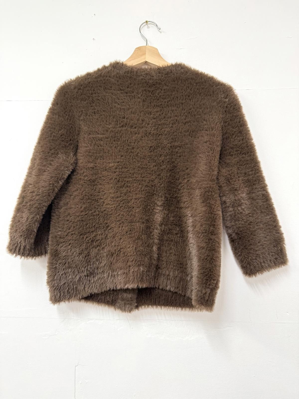 Zara Zara Brown Fuzzy Cardigan with Floral Buttons Size S / US 4 / IT 40 - 4 Thumbnail