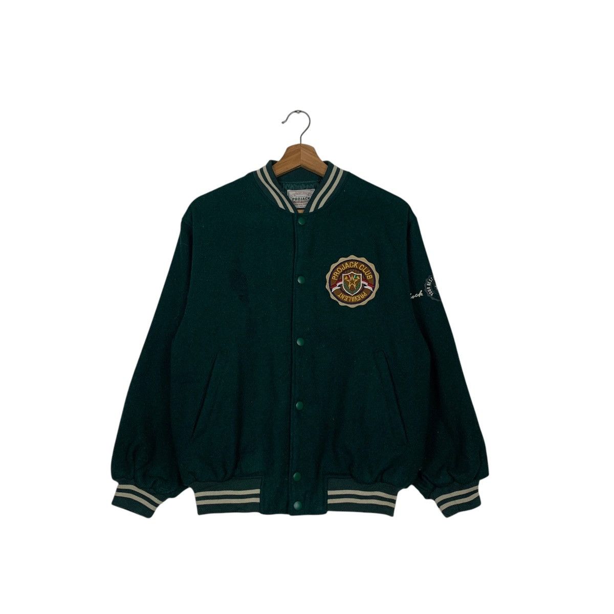 Japanese Brand PROJACK CLUB PREVALENT Green Wool Varsity Jacket #2148-C95 Size US S / EU 44-46 / 1 - 1 Thumbnail