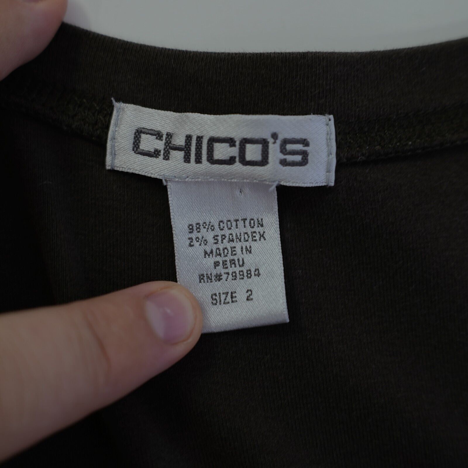 Chicos Chicos Brown Scoop Neck Shirt / Top Size 2 Cotton Spanex Str Size XS / US 0-2 / IT 36-38 - 3 Thumbnail