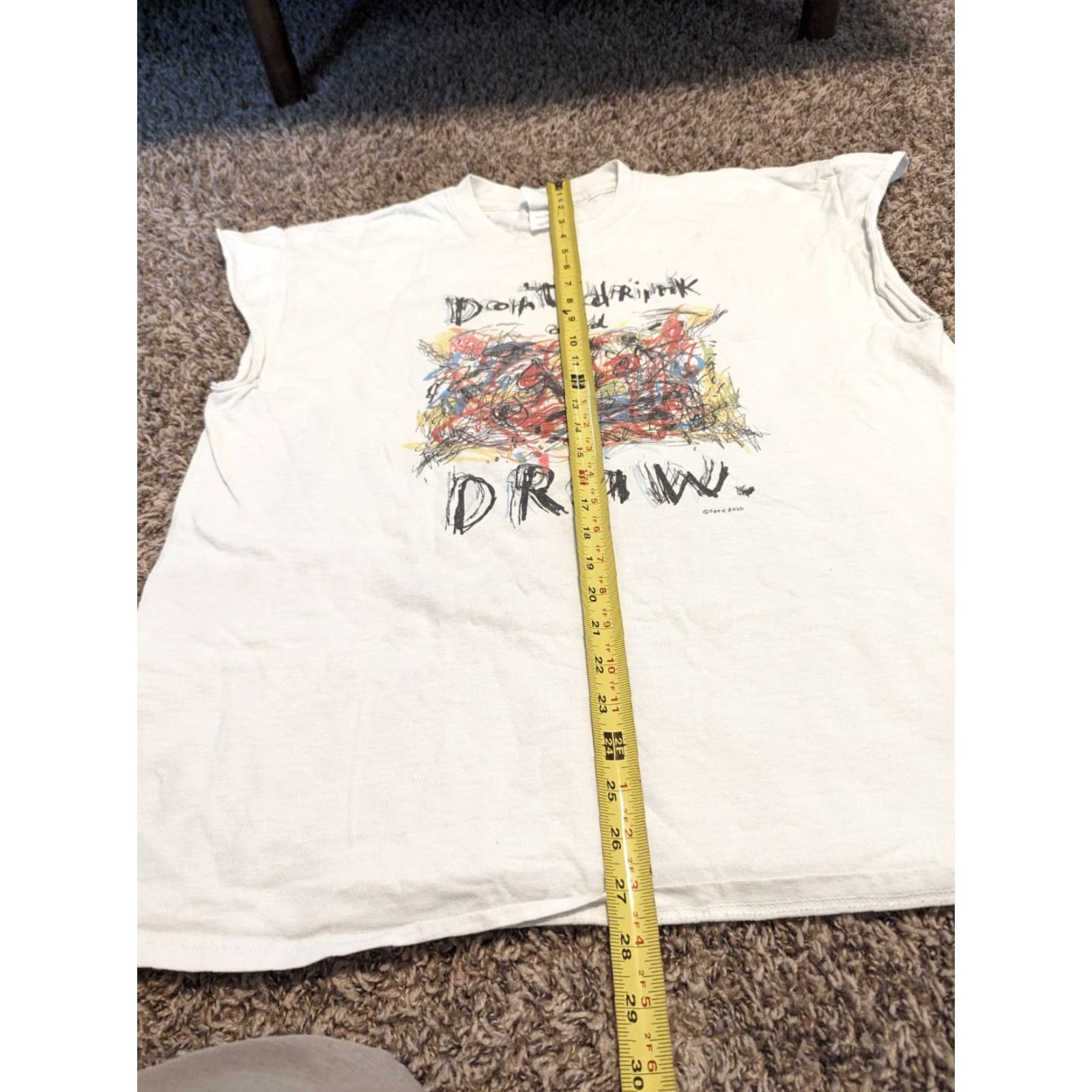 Gildan Fred Babb Art T-Shirt - Don't Drink and Draw - Adult XL White Cotton Gildan Crew Neck Short Sleeve Graphic Tee Men Art Tank Top Size US XL / EU 56 / 4 - 4 Thumbnail