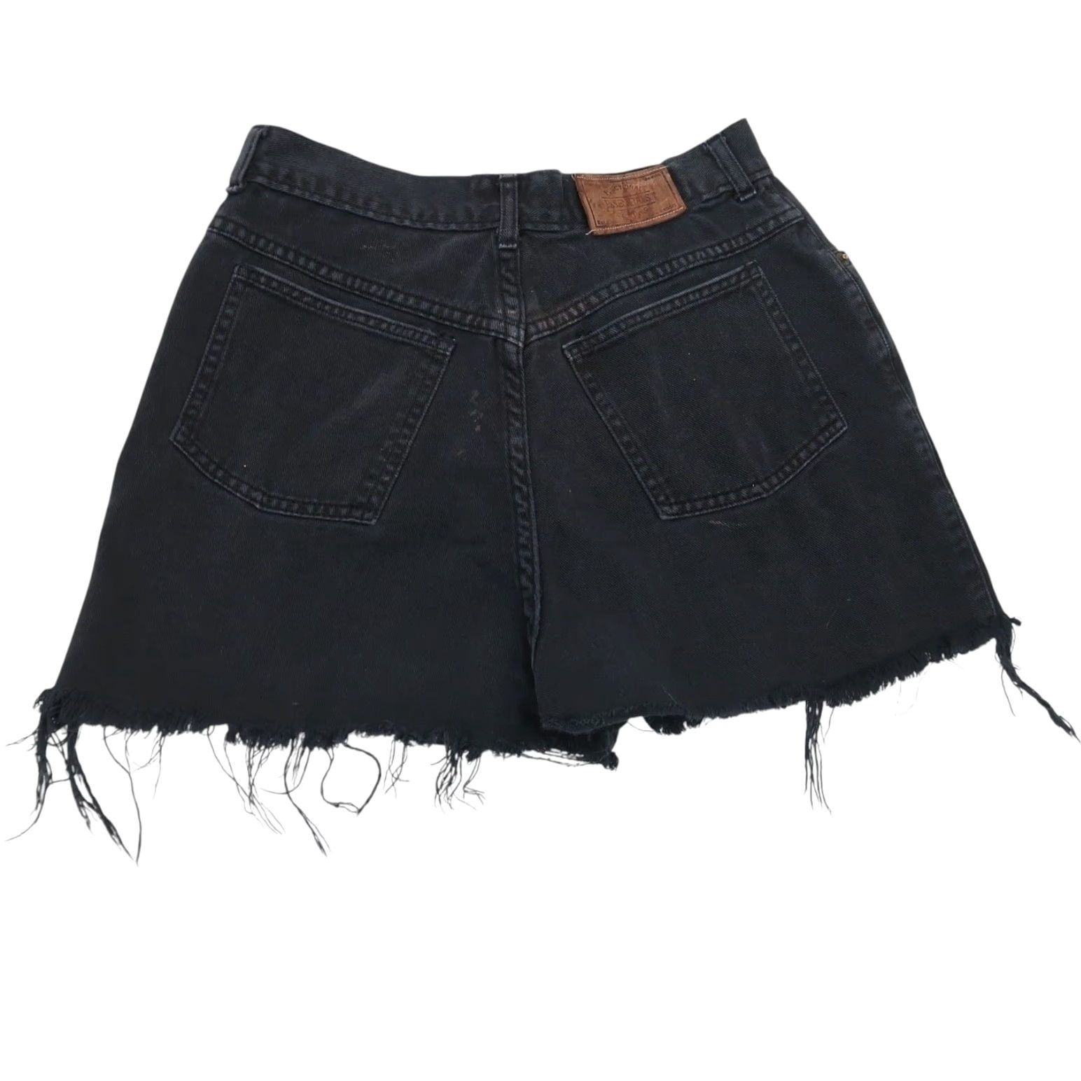 Essentials VINTAGE 90s Essentials Black Denim High Rise Cut Off Shorts 26" Womens Shorts 90s Casual 100% Cotton Inseam 1.5" Rise 12" Waist 13" Boys? Size 28" / US 6 / IT 42 - 2 Thumbnail