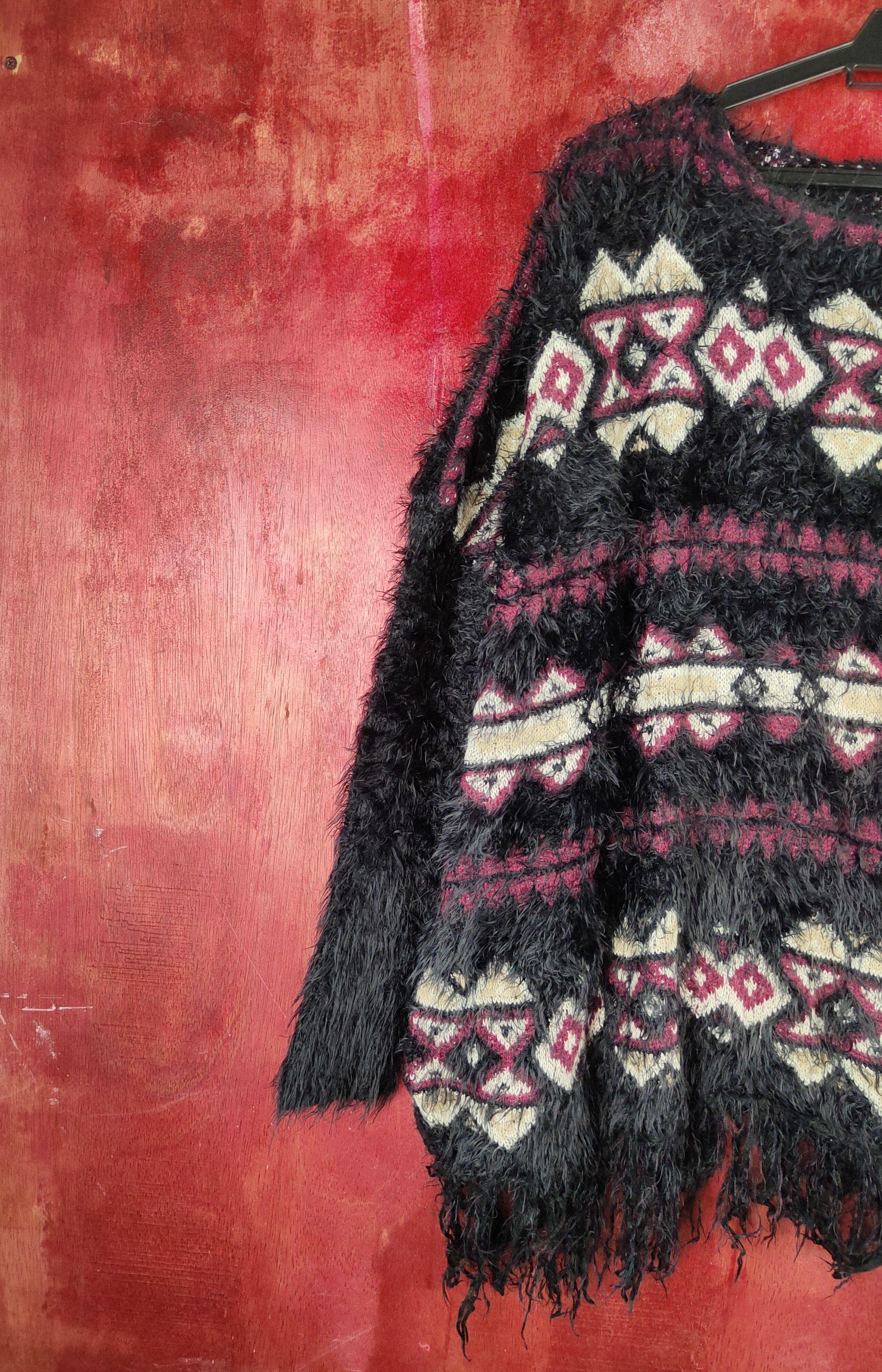 Japanese Brand × Vintage Cherry Paris Black Fur Mohair Knitwear like Kris van Design Size XXL / US 16-18 / IT 52-54 - 3 Thumbnail