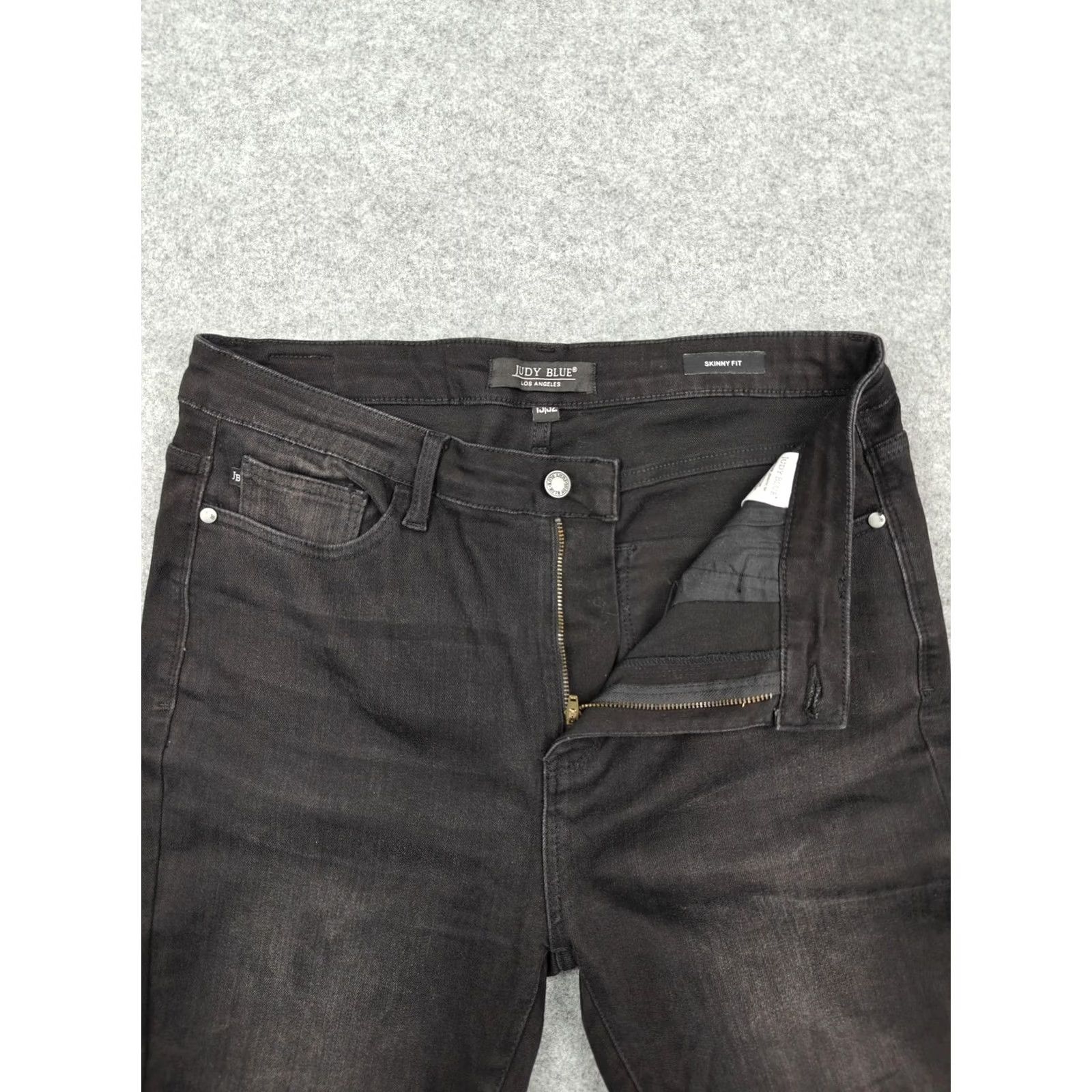 Denime Judy Blue Jeans Womens 15/32 Black Charcoal Wash Skinny Slim Stretch Denim Jeans Size 36" / US 14 / IT 50 - 3 Thumbnail