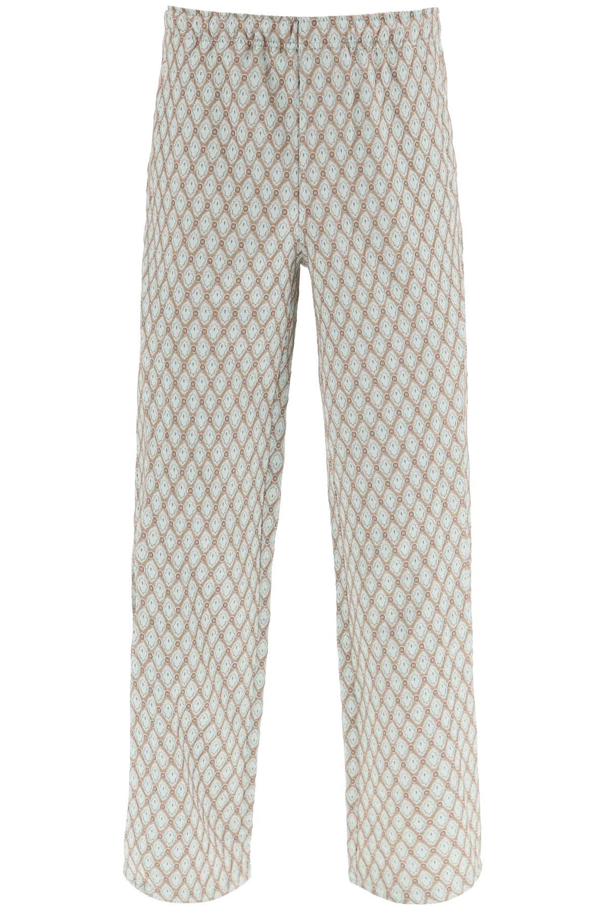 image of Andersson Bell Geometric Jacquard Pants With Side Opening in Beige, Men's (Size 32)