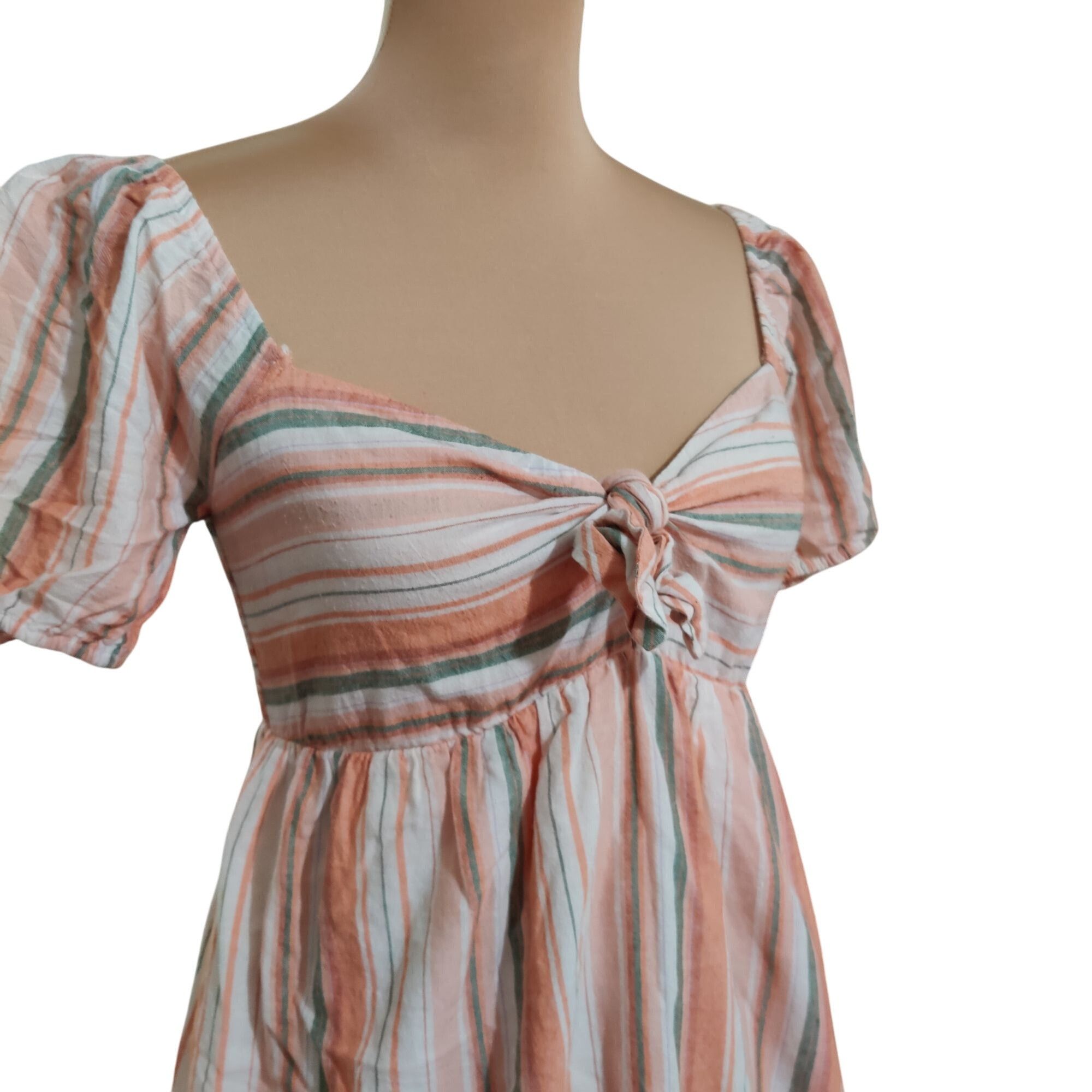 Other Lost + Wander Womens Dress Babydoll Skyline Striped Puff Sle Size S / US 4 / IT 40 - 2 Thumbnail