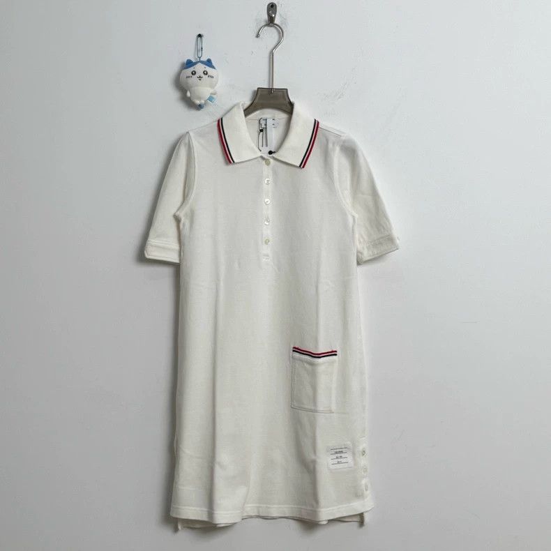 Thom Browne size40 White pocket ribbon logo dress
