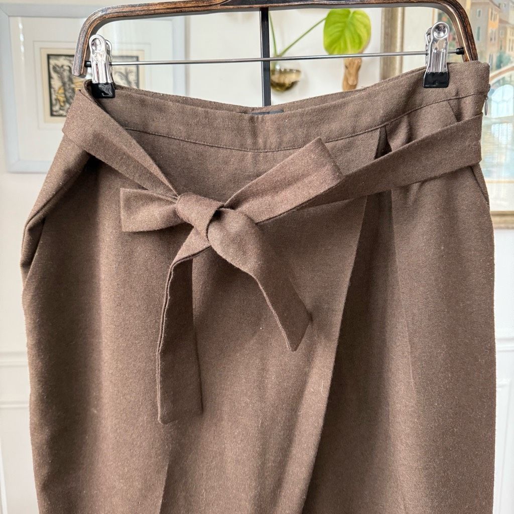 Other Luukaa Brown Trousers Taper Slightly Cropped Crossfront Tie Size 34" / US 12 / IT 48 - 2 Thumbnail