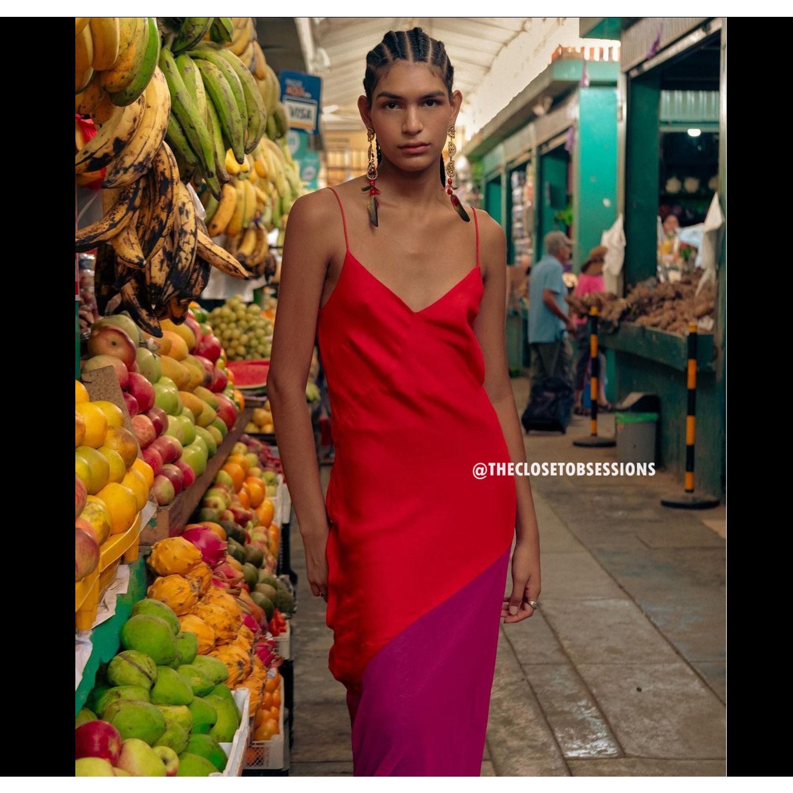 Mango Mango Red Pink Colorblock Asymmetrical Maxi Dress NWT Size S / US 4 / IT 40 - 20 Thumbnail