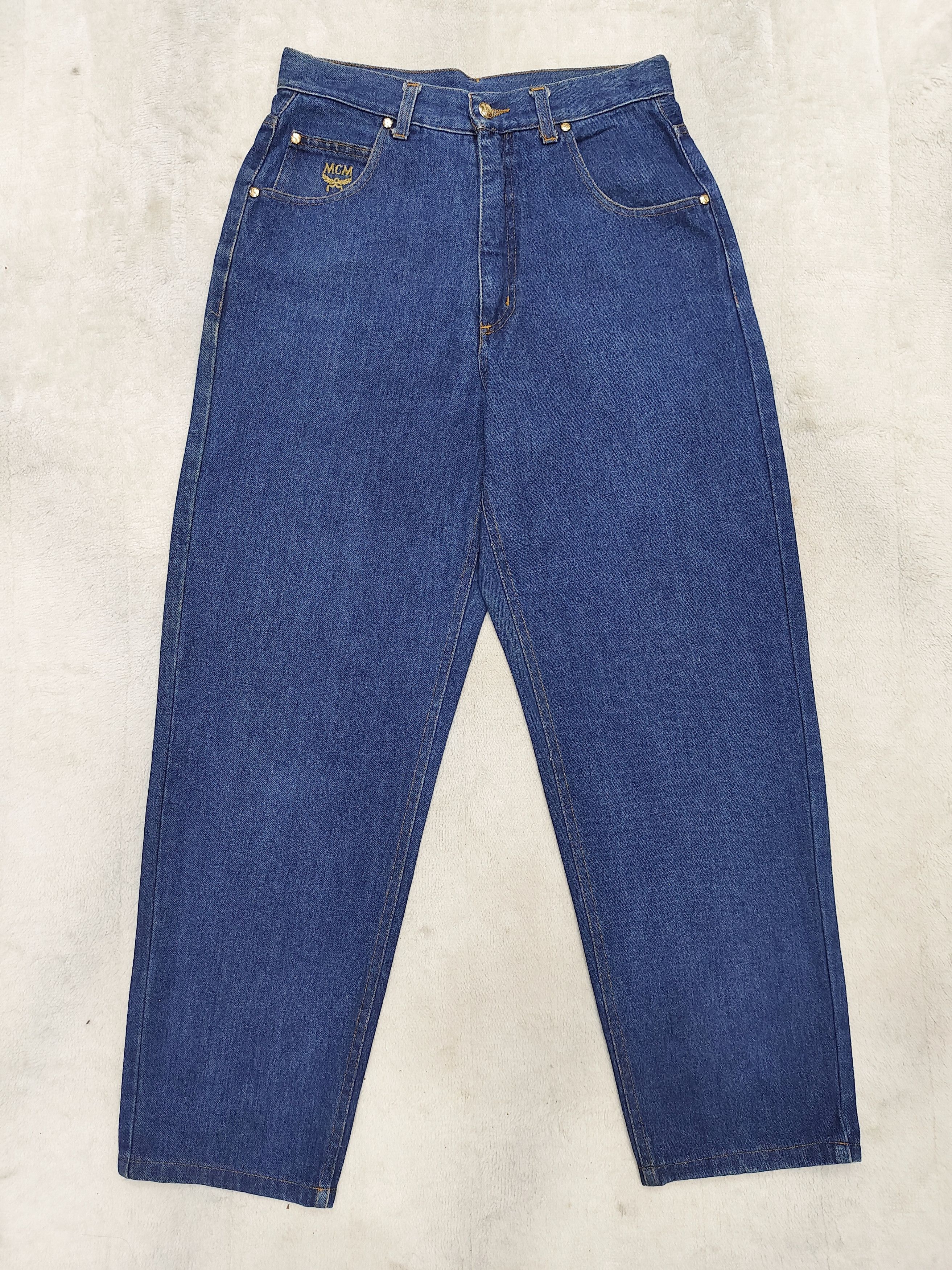 MCM 90s MCM💥Archive Y2K Studded Logo High Waist Baggy Jeans Size 31" - 5 Thumbnail