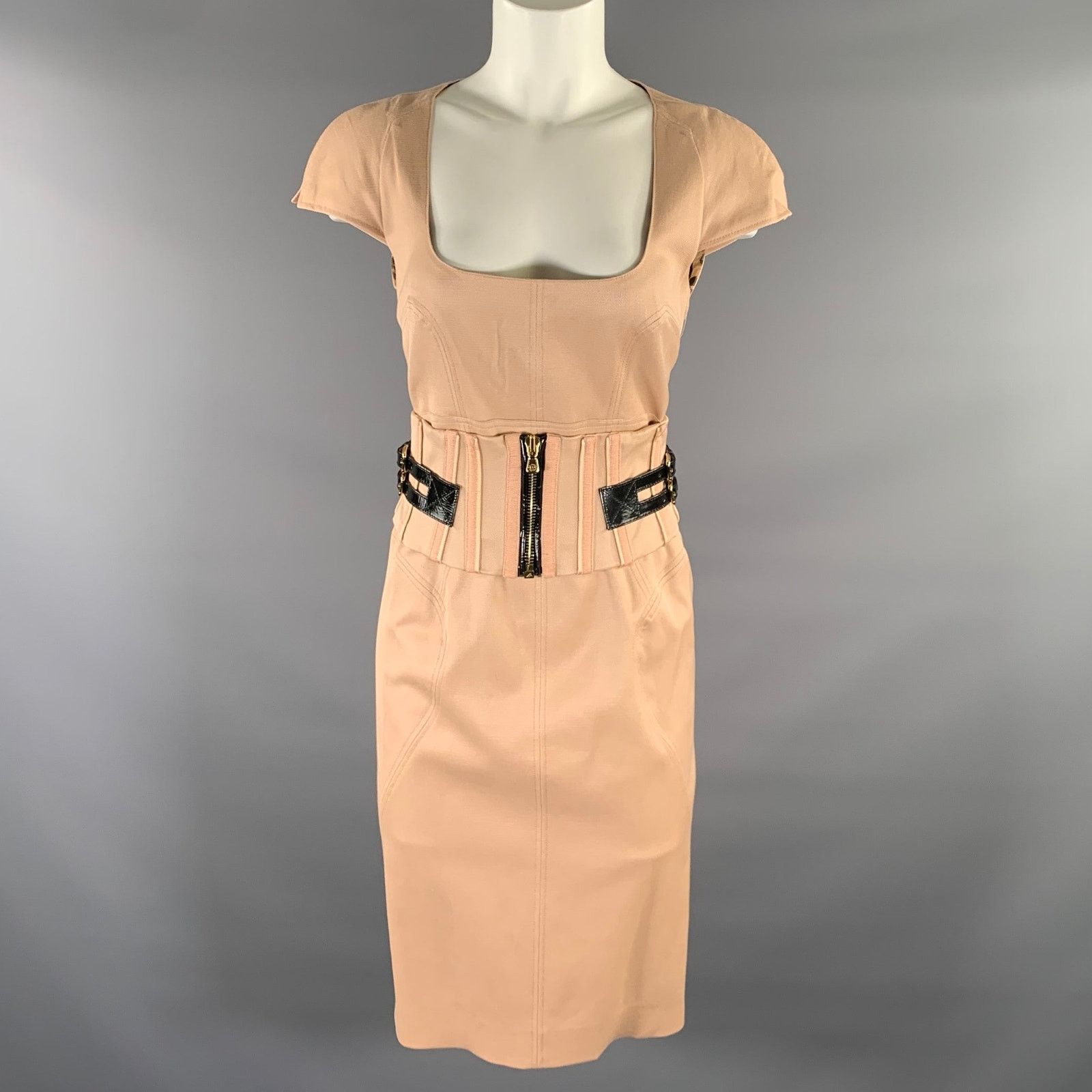 Dolce & Gabbana DOLCE & GABBANA Size M Tan Sheath Knee-Length Dress |  Grailed