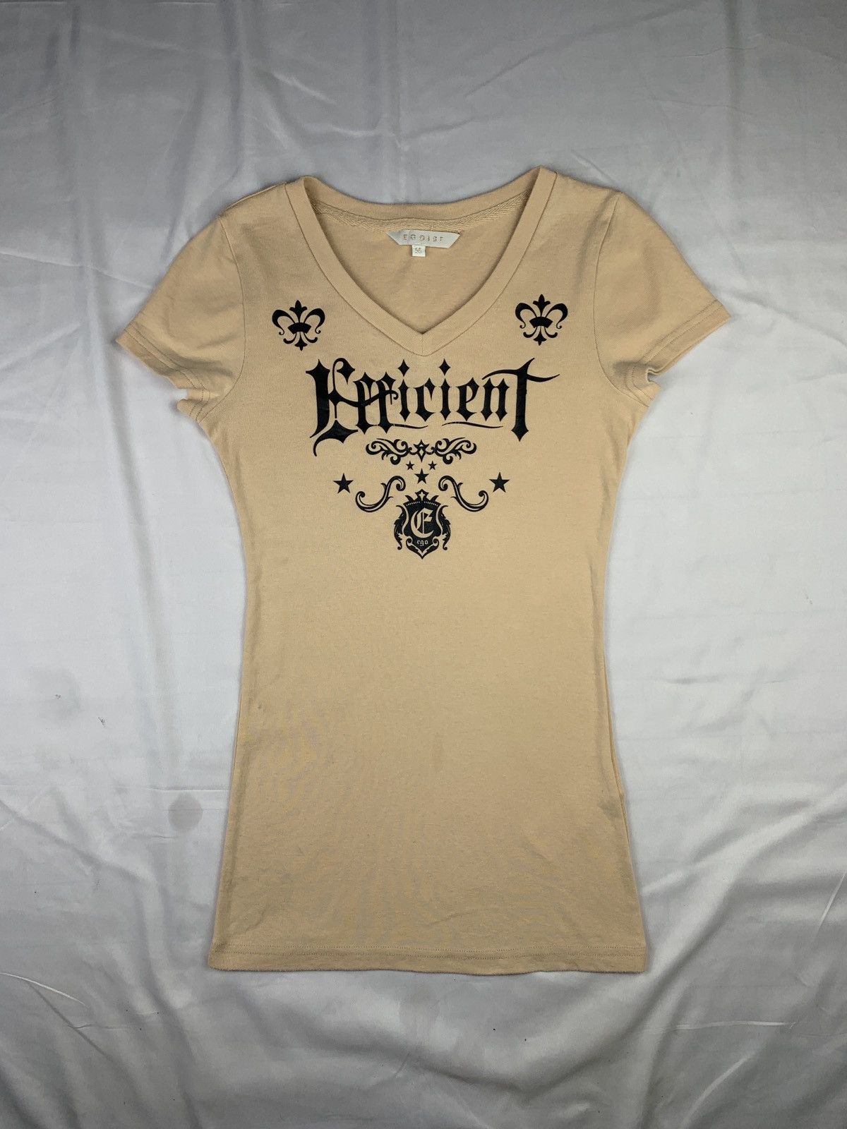 Japanese Brand y2k Egoist Goth Cross Word Graphic V Neck Top Size S / US 4 / IT 40 - 1 Thumbnail