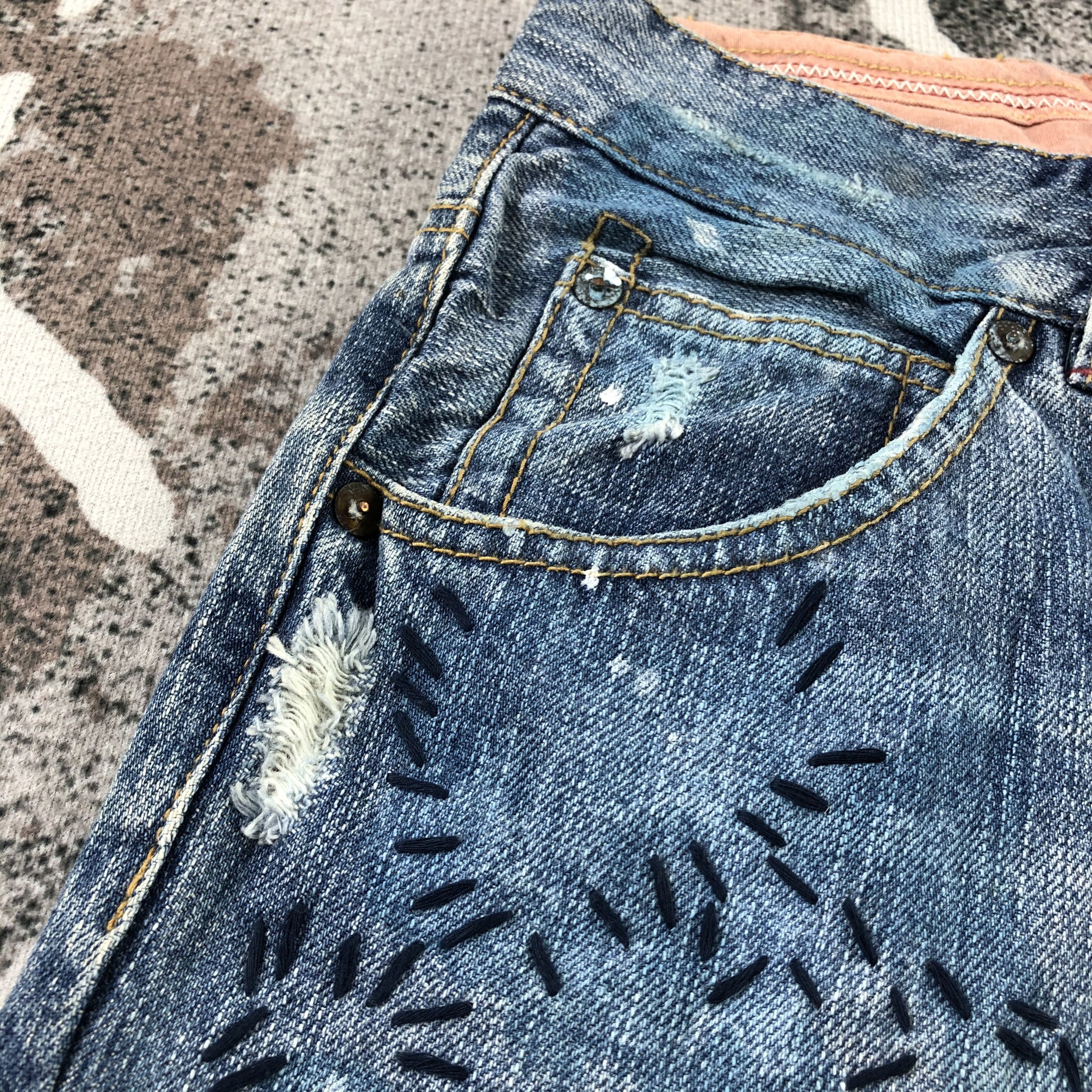 Japanese Brand Red Wing Jeans Faded Blue Denim KJ1248 Size US 32 / EU 48 - 10 Thumbnail