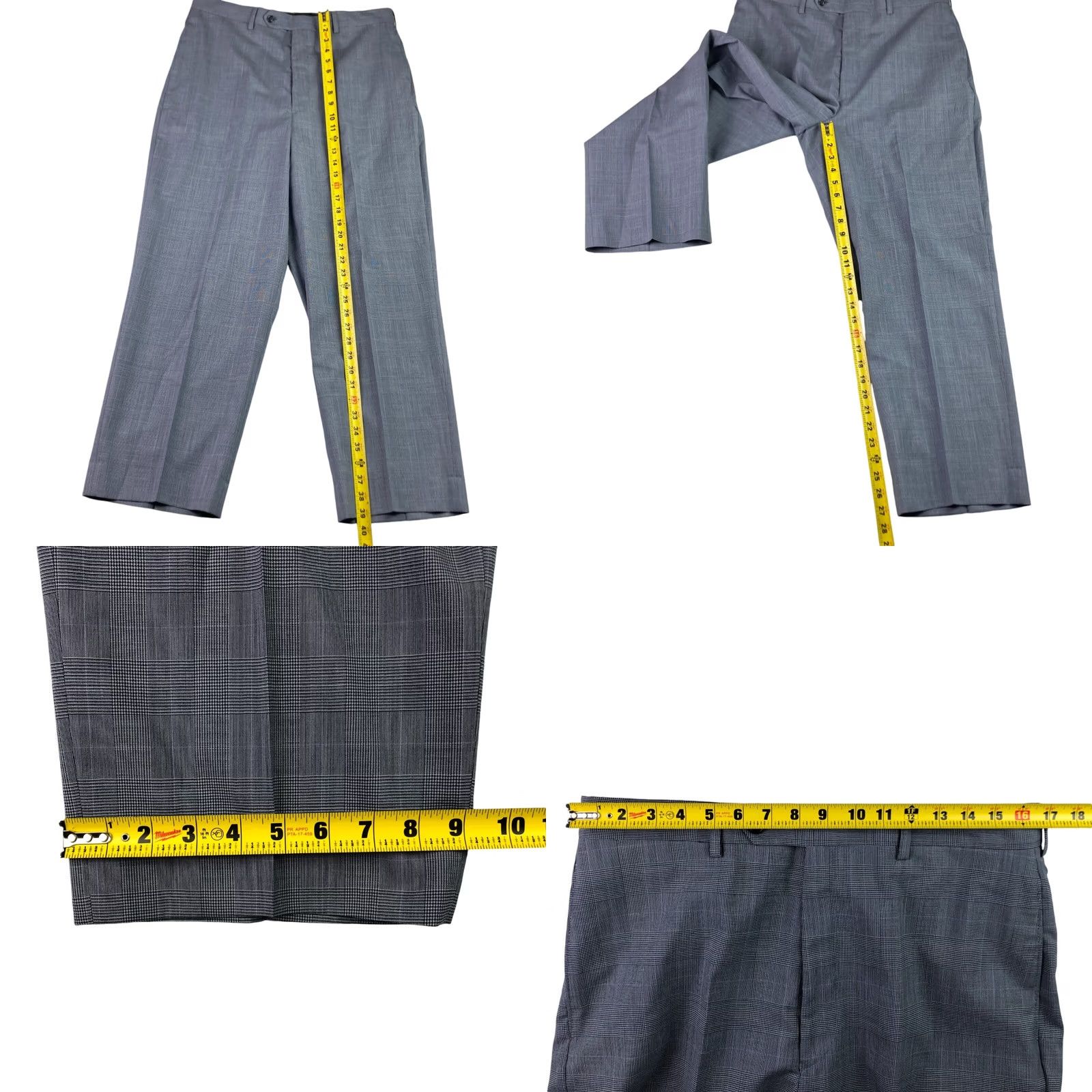 Jos. A. Bank Jos A Bank Men's Wool 2-Button Suit Blue Glen Plaid 40 Long | 34x28 Suit Mens Wool Glen Plaid Blue 2-Button Size 34R - 9 Thumbnail