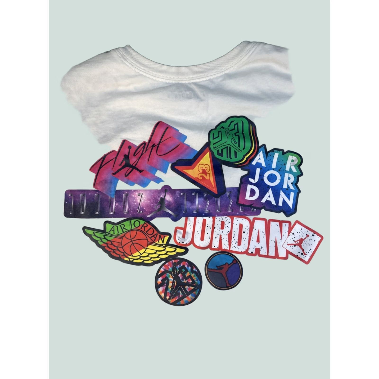 Jordan Brand Air Jordan Flight Decal Sticker Shirt Large White Crew Neck Short Sleeve Mens Nike Air Jumpman Graffiti Retro Sports T-Shirt Size US L / EU 52-54 / 3 - 1 Thumbnail