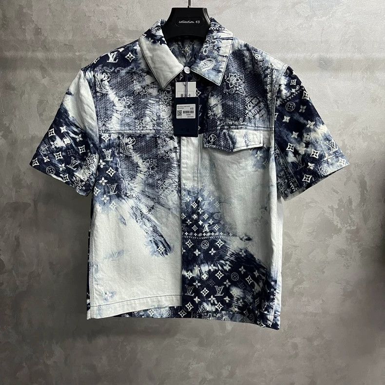 Louis Vuitton Louis Vuitton Navy Denim Cashew Flower Tie-Dye Logo Print Size US XS / EU 42 / 0 - 1 Thumbnail