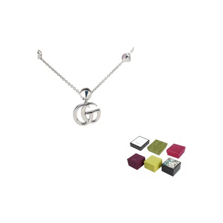 Gucci Silver Double G Pearl Necklace