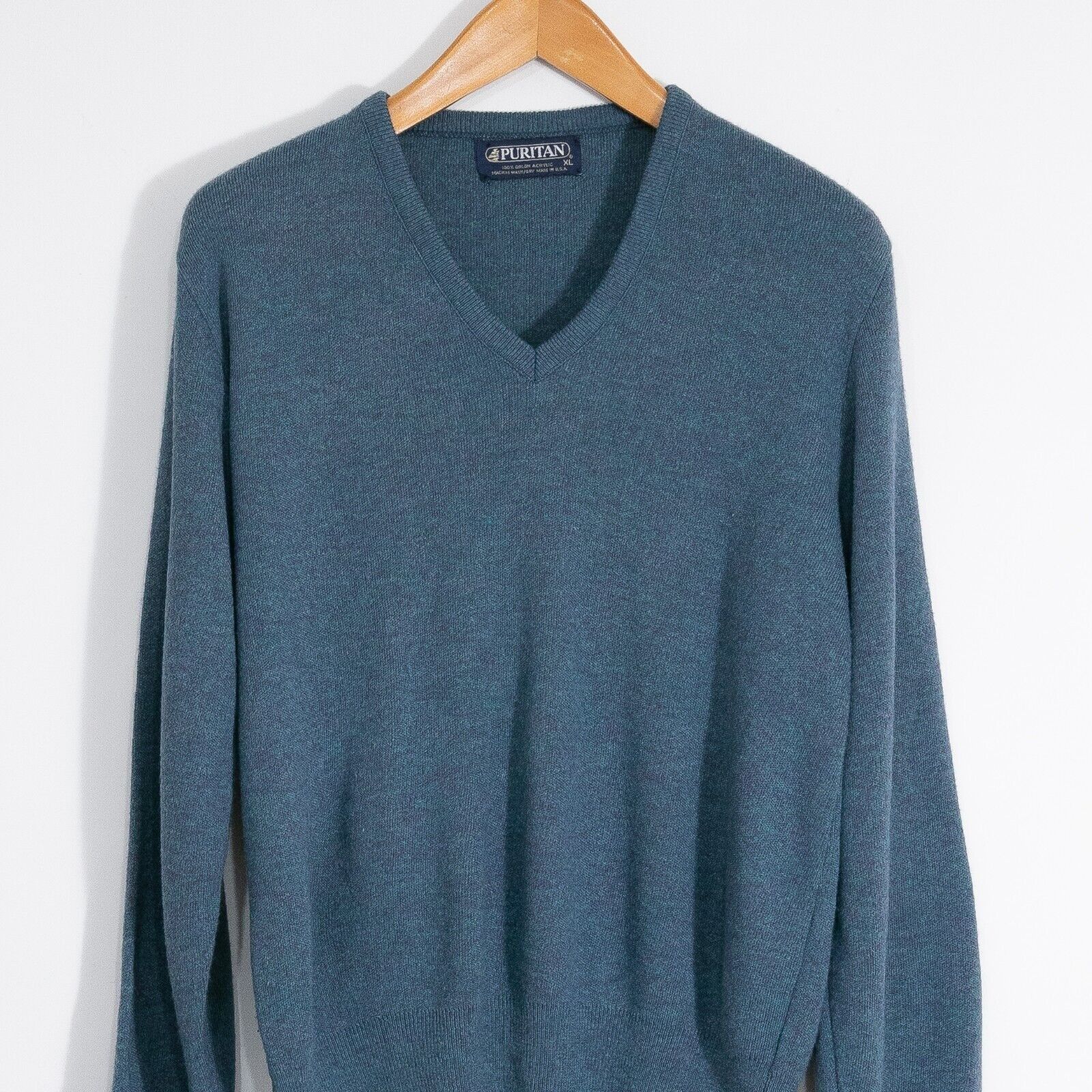 Puritan × Vintage Vintage Puritan V-Neck Acrylic Sweater Mens XL Retro Preppy Size US XL / EU 56 / 4 - 2 Thumbnail