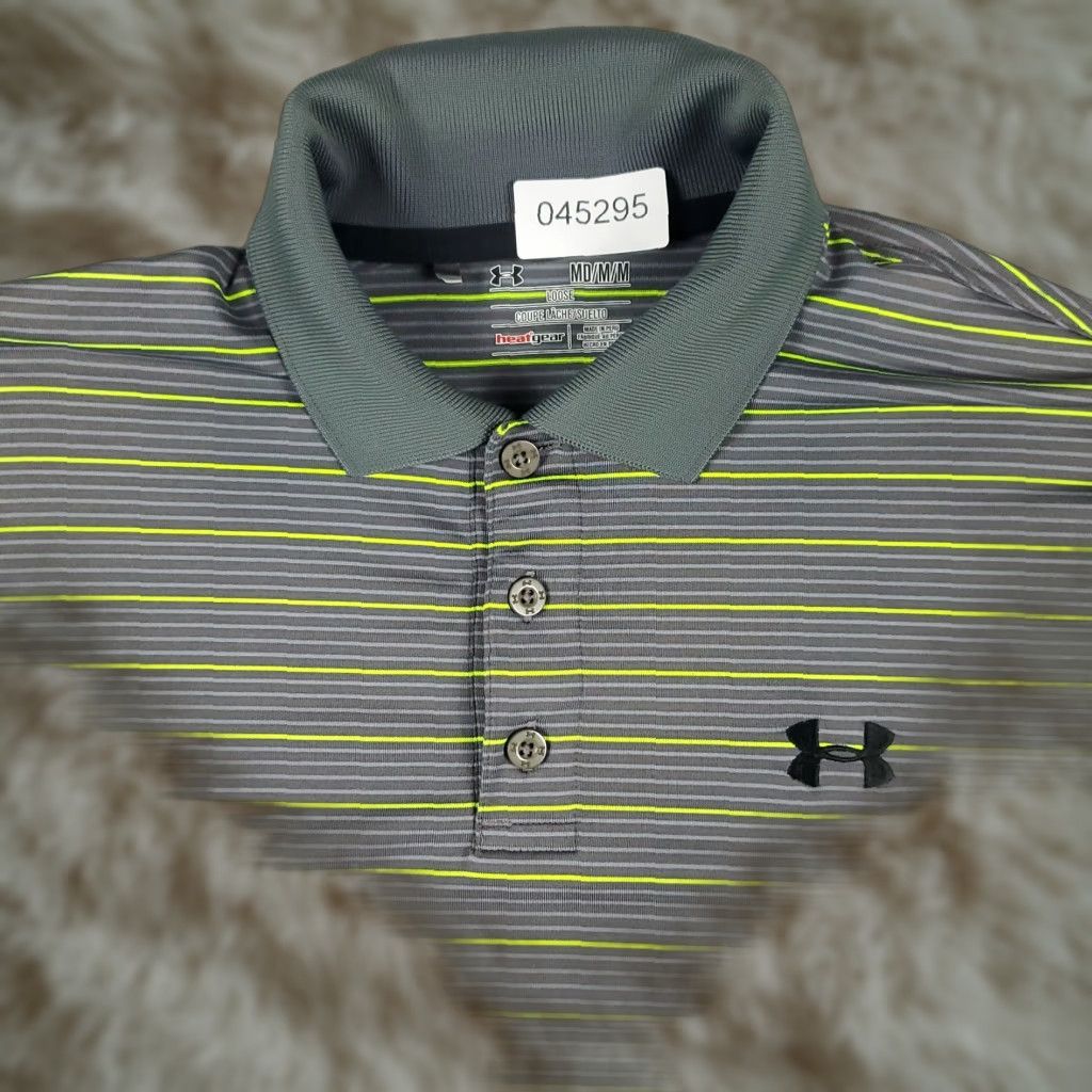 Under Armour Under Armour Polo Shirt Mens M Gray Striped Short Sleeve Casual Polo Shirt Mens Gray Striped Short Sleeve Under Armour HeatGear Polo Size US M / EU 48-50 / 2 - 1 Thumbnail