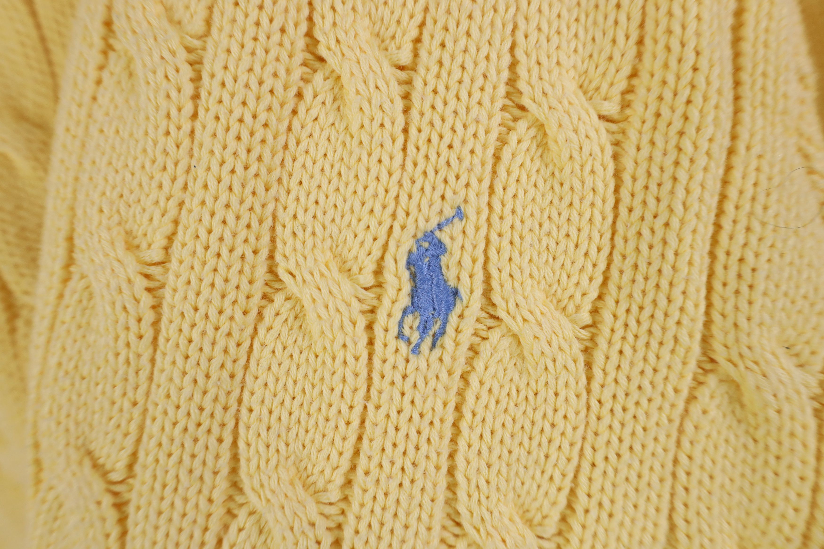 Ralph Lauren Vintage 90s Ralph Lauren Cable Knit Crewneck Sweater Yellow Size US XL / EU 56 / 4 - 4 Thumbnail