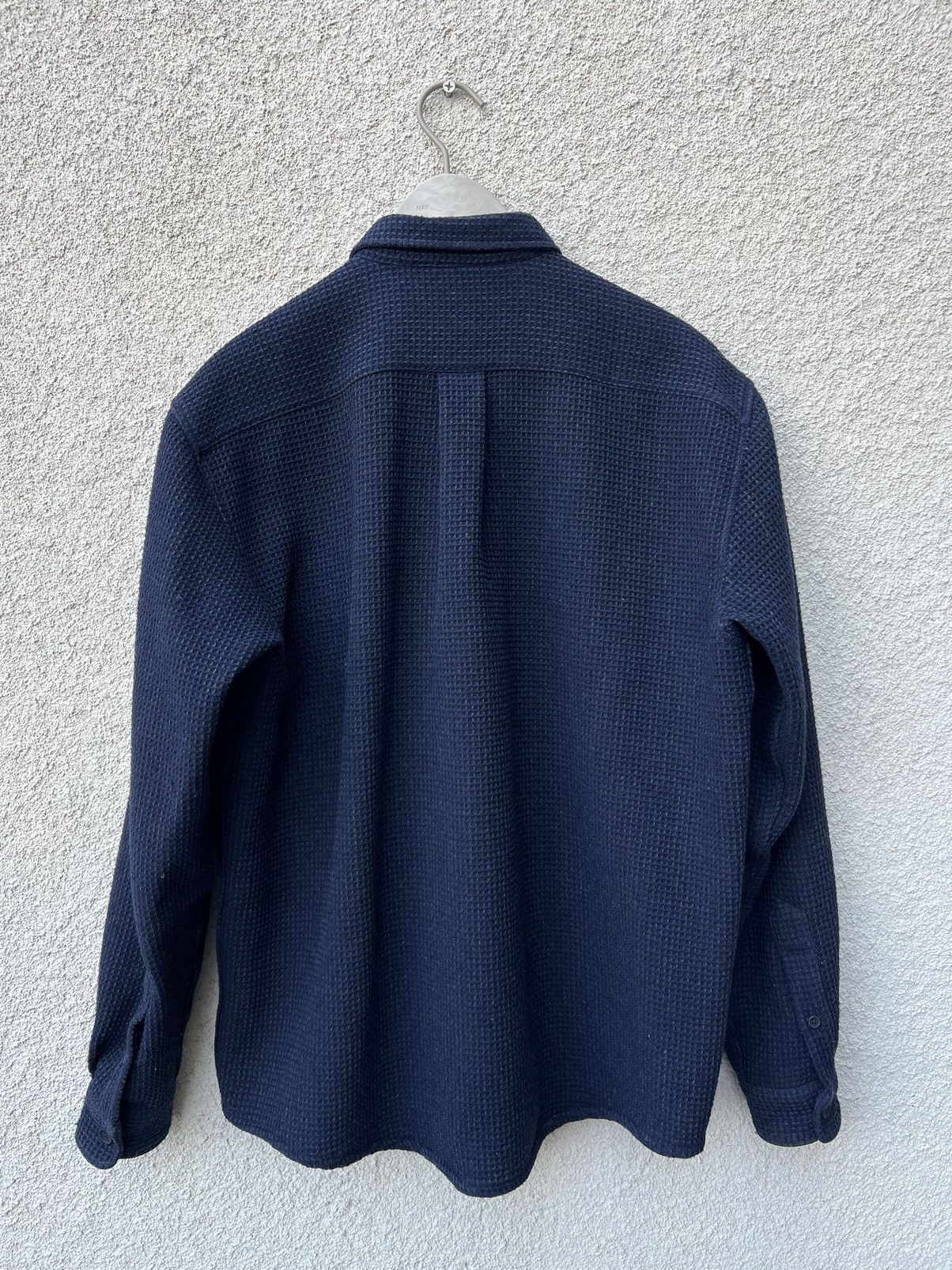 Schnaydermans Schnaydermans Navy Wool Waffle Boxy Shirt Jacket Size US M / EU 48-50 / 2 - 2 Thumbnail