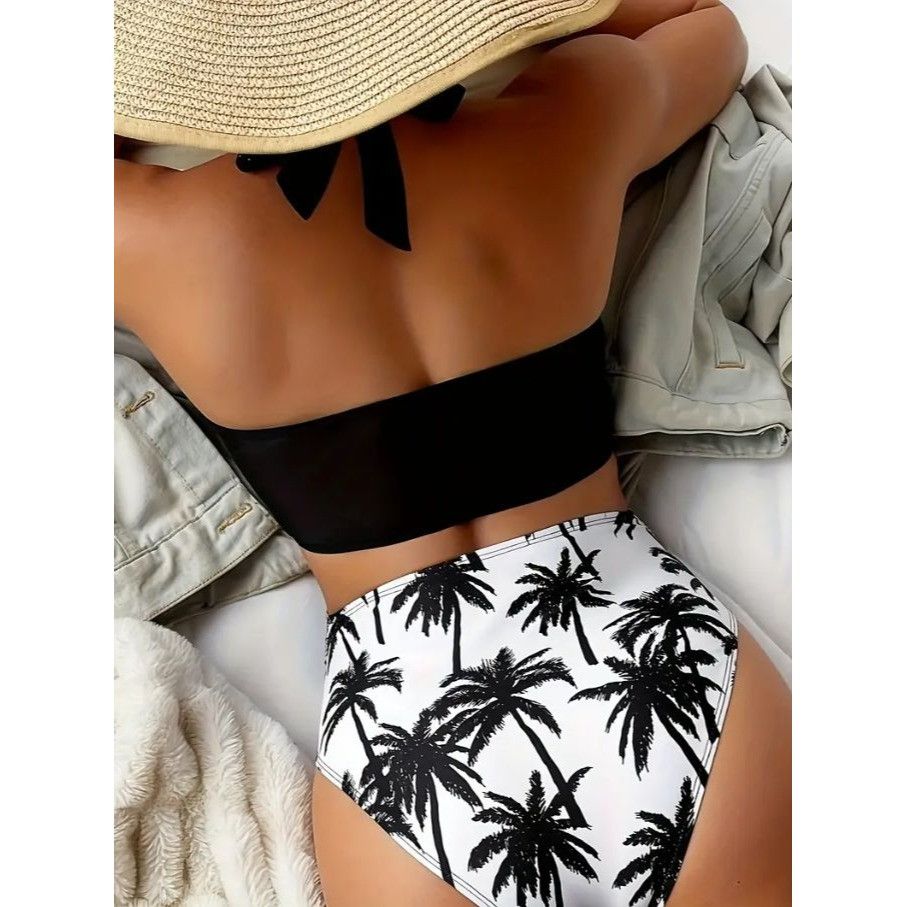 Other Womens Swimsuit Halter Neck Palm Tree Print One Piece Beach Size ONE SIZE - 9 Thumbnail