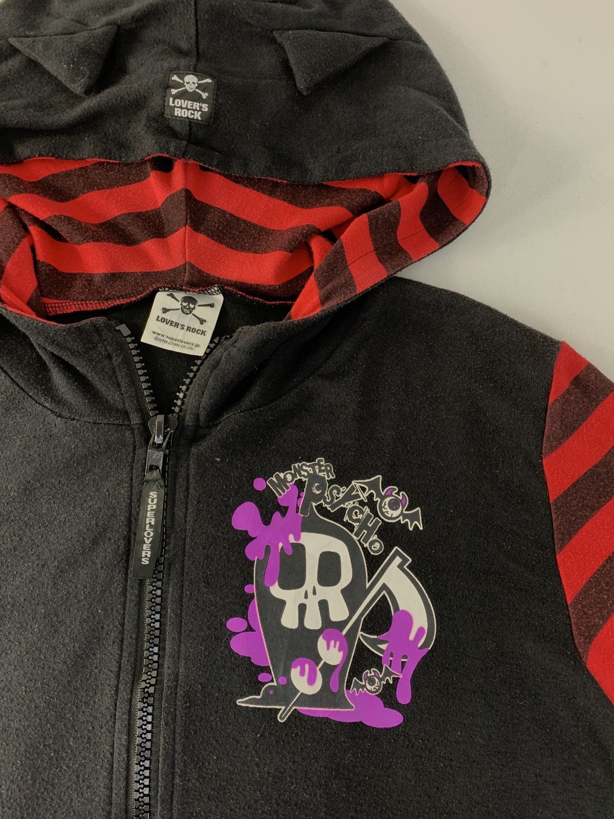 Japanese Brand Superlover Japan Gothic Big Logo Striped Hooded Full Zip Size M / US 6-8 / IT 42-44 - 3 Thumbnail