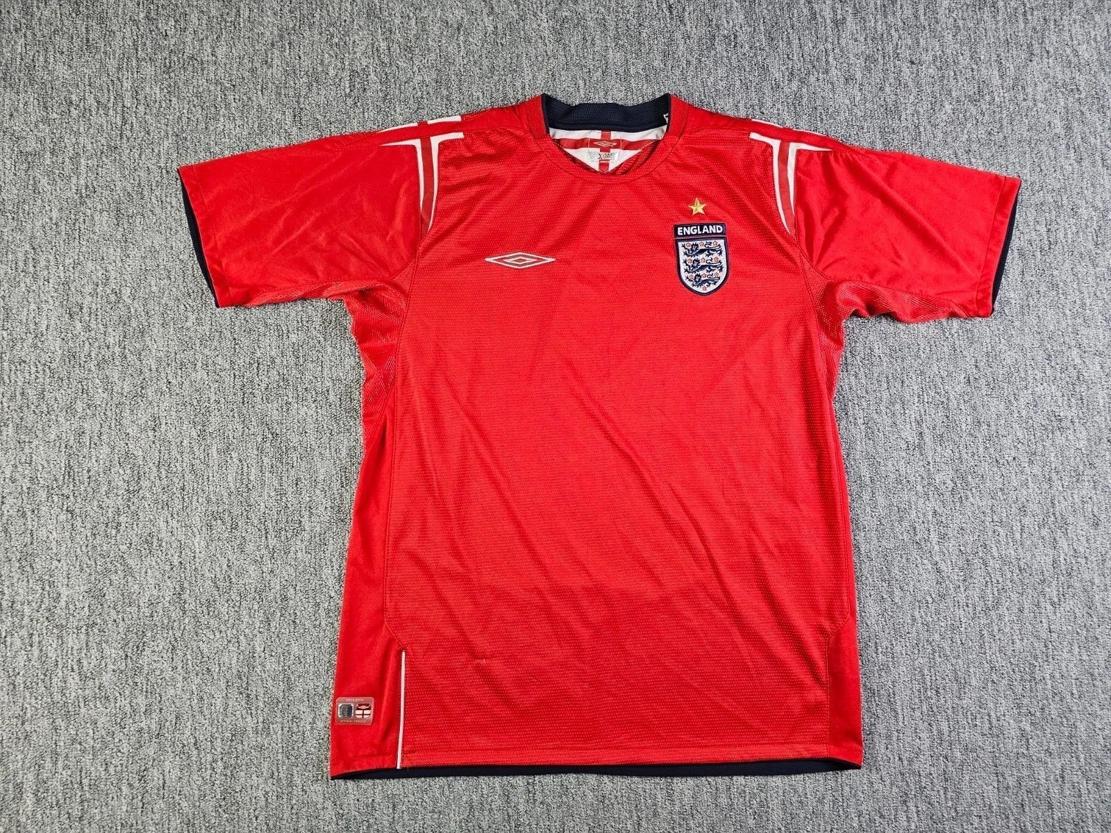 Umbro Umbro England 2004-06 Away Jersey Red Euro 2004 World Cup L Size US L / EU 52-54 / 3 - 1 Thumbnail