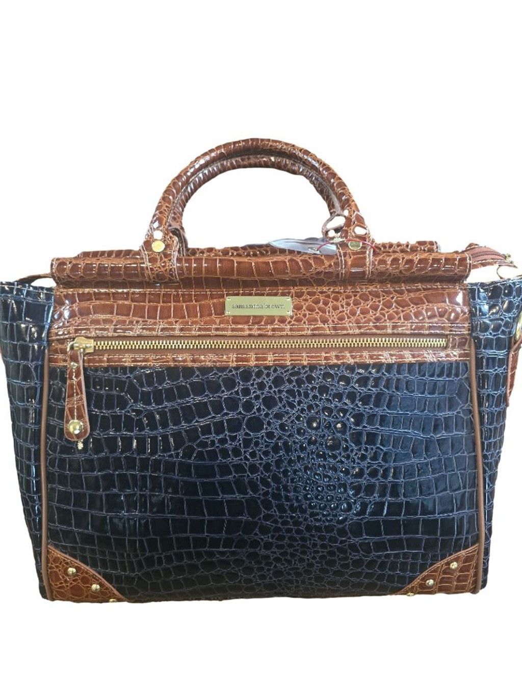 Other Samantha Brown Navy& Brown Croc-Embossed Dowel Bag Size ONE SIZE - 2 Thumbnail