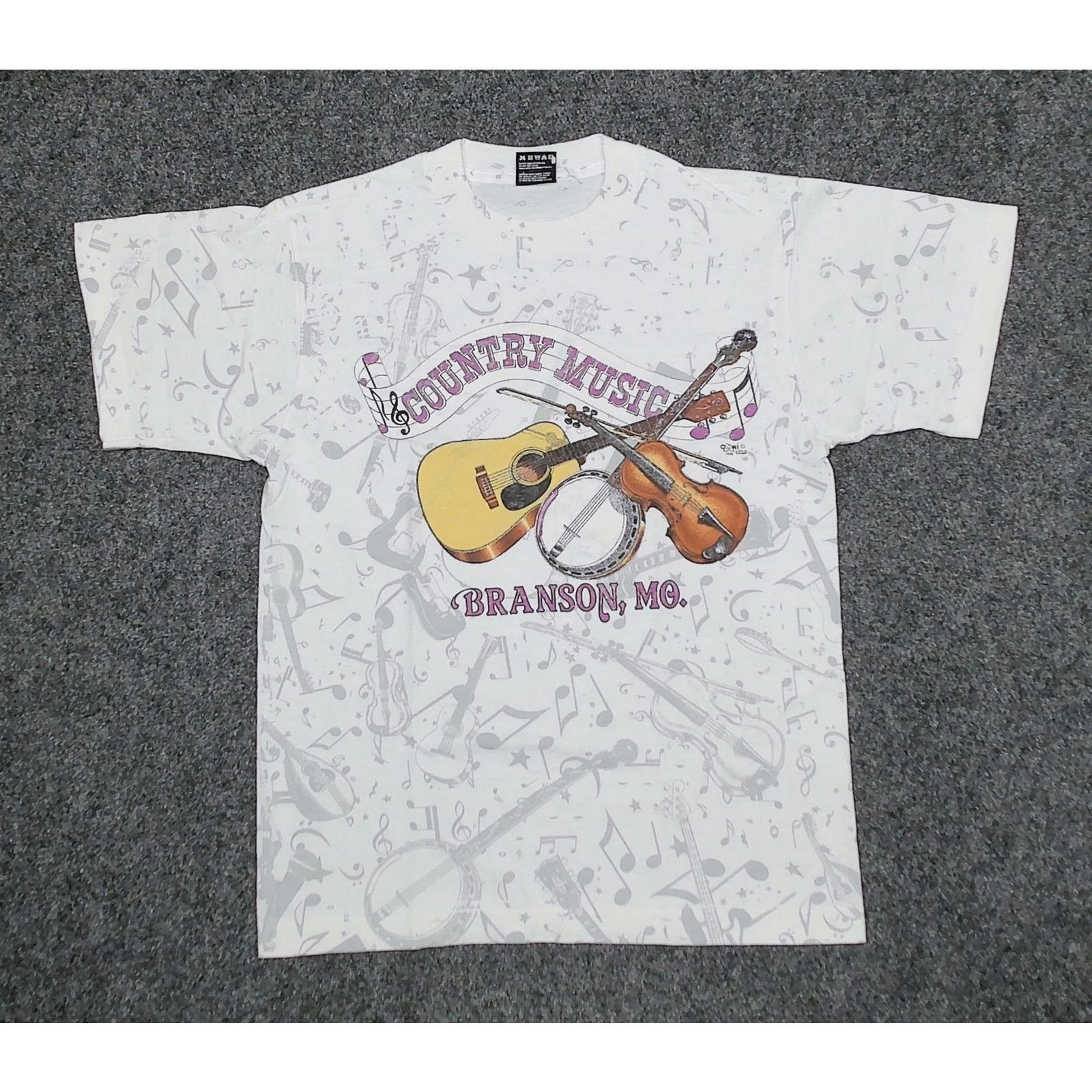 Fruit Of The Loom FOTL 1992 Branson MO Country Music AOP Single Stitch Tee Size L / US 10 / IT 46 - 3 Thumbnail