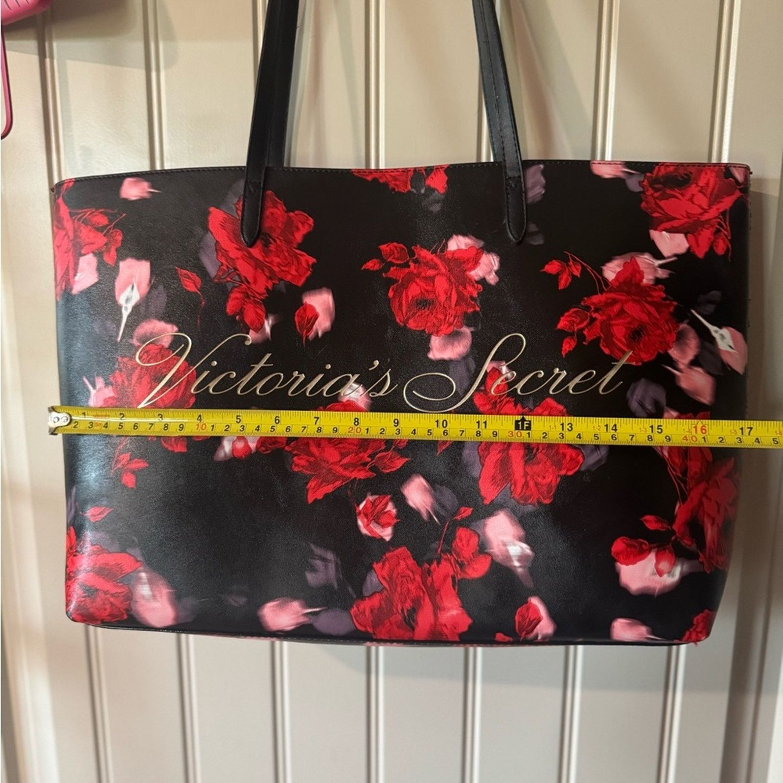 Victoria's Secret VICTORIA’S SECRET Black & Red Rose Floral Tote Size ONE SIZE - 3 Thumbnail
