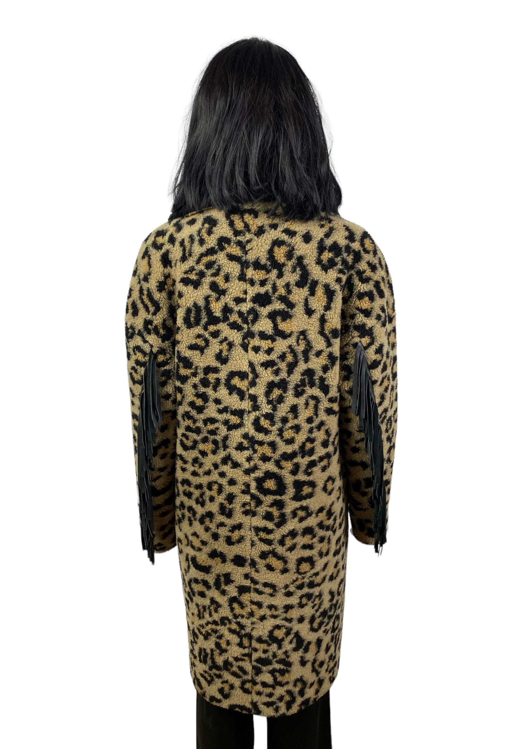 Designer Delcorso Luxury Leopard Printed Coat Leather Fringed size 42 Size M / US 6-8 / IT 42-44 - 9 Thumbnail