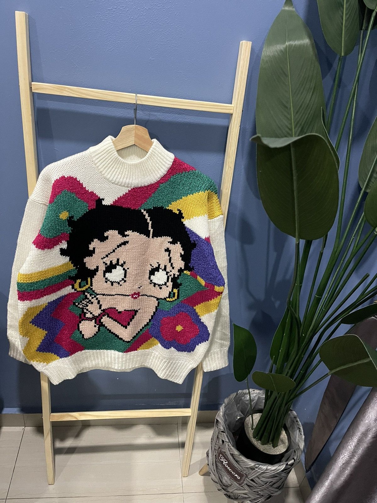 VINTAGE BETTY BOOP RED hotsell WHITE KNIT JAPAN PULLOVER SWEATER SZ M