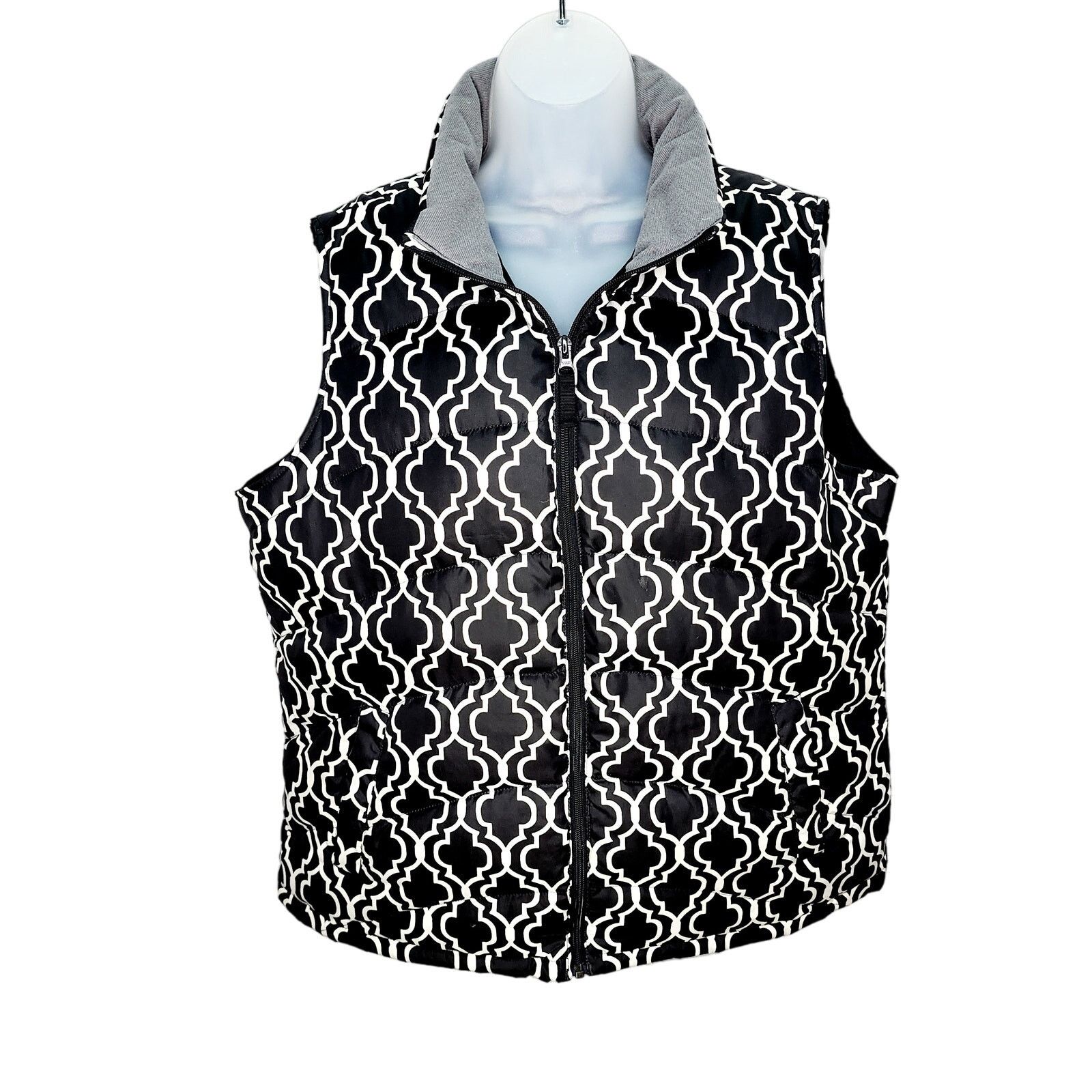 Lands' End Lands End Black & White Down Puffer Vest Zipper Front L Size L / US 10 / IT 46 - 1 Thumbnail