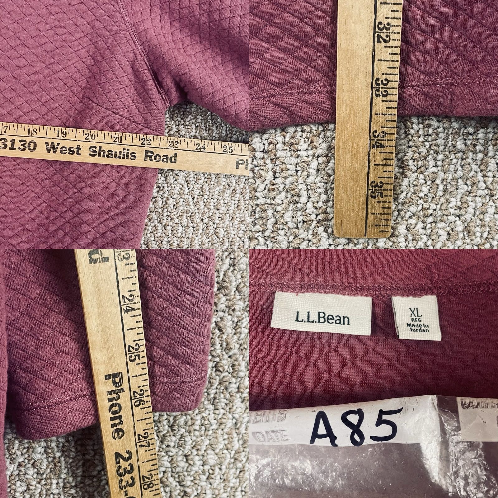 Vintage L.L. Bean Cardigan Womens XL Red Plum Quilted Pockets Knit Cotton Blend Open Front Lounge A85 Size XL / US 12-14 / IT 48-50 - 8 Thumbnail