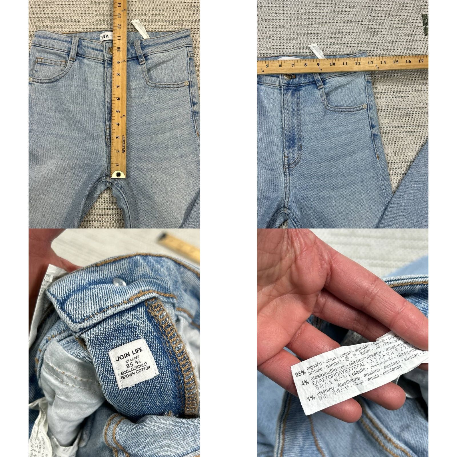 Zara Zara Jeans Womens 6 Blue Denim Logo Stretch High Rise Skinny 26x27 Adult Regular Button Zip Size 28" / US 6 / IT 42 - 8 Thumbnail