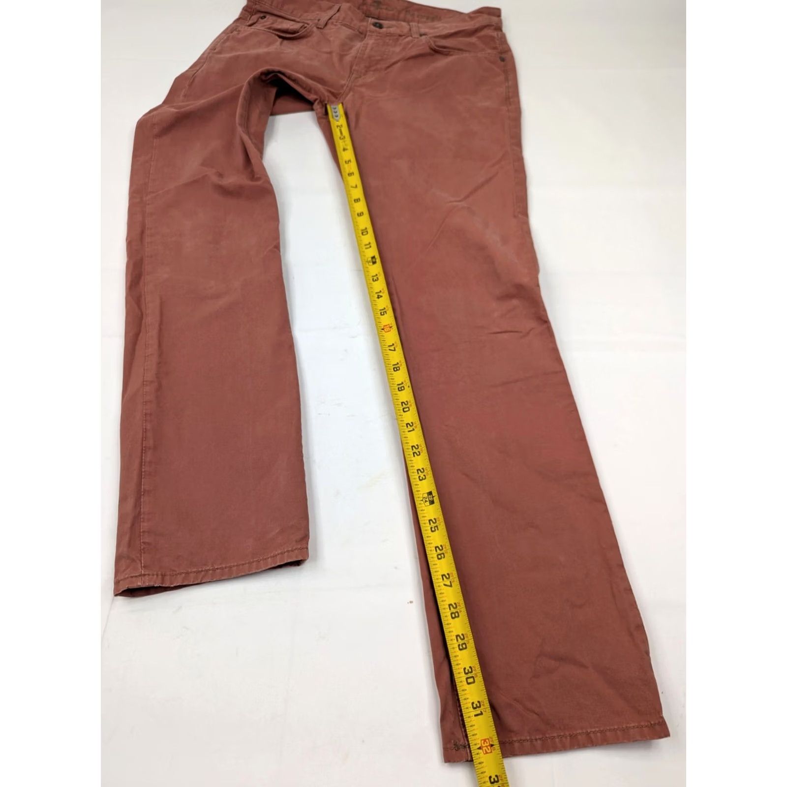 7 For All Mankind 7 For All Mankind Jeans Straight Pink 34 Men Regular Denim Cotton Polyester Spandex 5-Pocket Logo Button Zip Casual Size US 34 / EU 50 - 3 Thumbnail