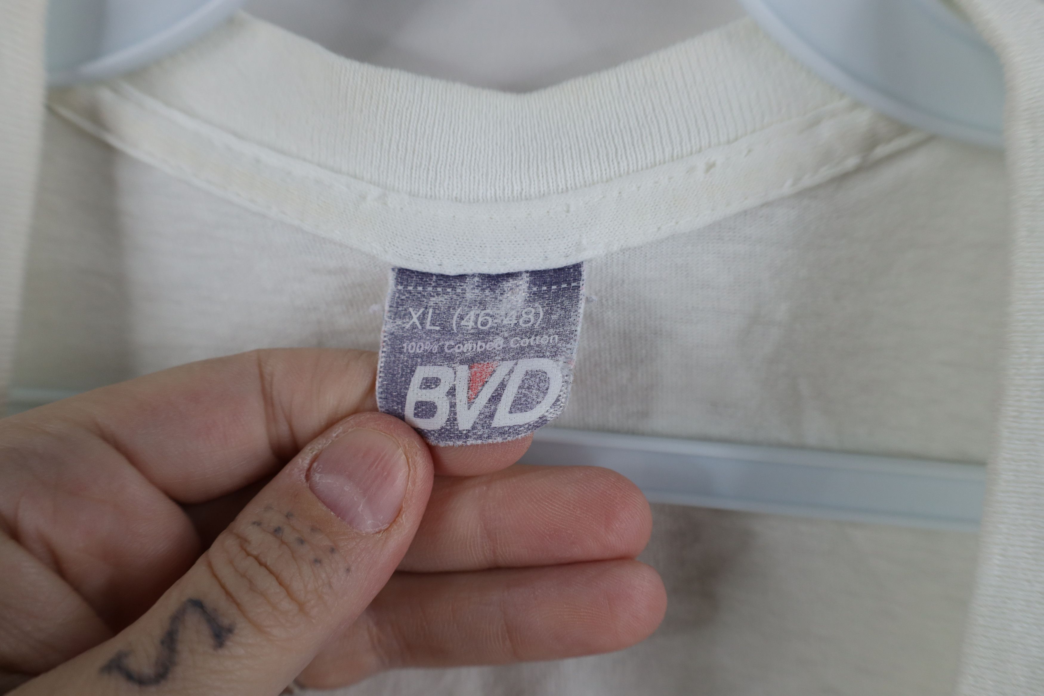 Vintage Vintage 70s Streetwear Blank Cotton V-Neck T-Shirt White USA Size US XL / EU 56 / 4 - 4 Thumbnail