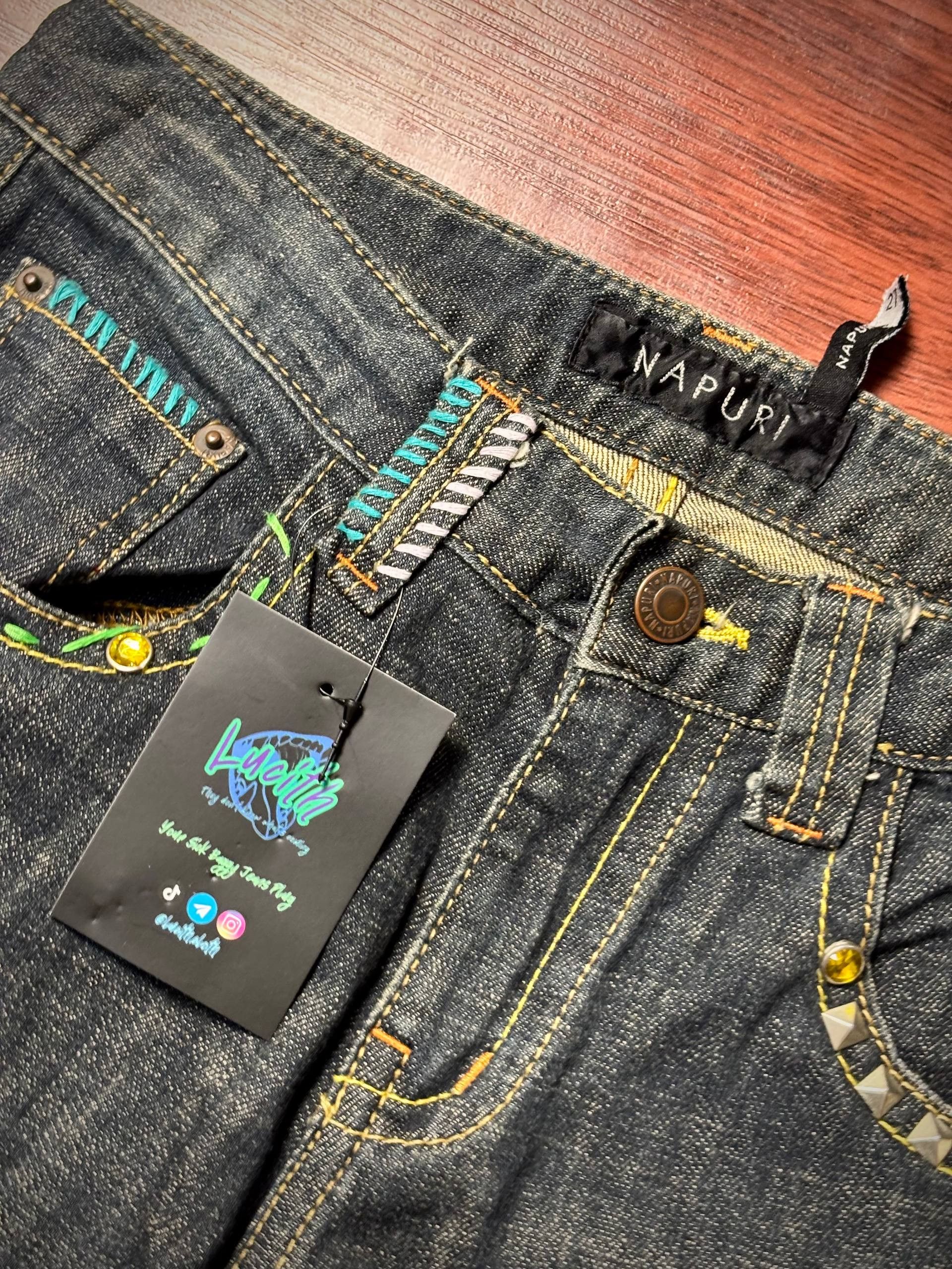 Issey Miyake Vintage 00s Napuri Jeans Dragon Patch Hit Flare Denim Pants Size 28" / US 6 / IT 42 - 5 Thumbnail