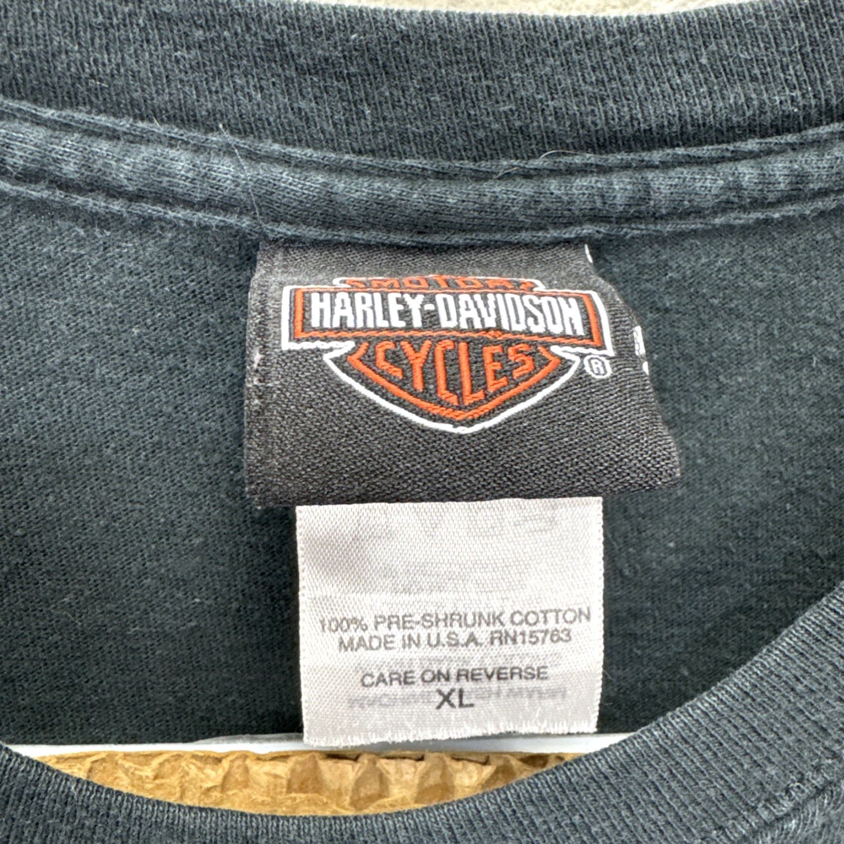 Harley Davidson VINTAGE 2004 Harley-Davidson Graphic Print Long Sleeve Shirt XL Blue Flames Biker 90s Mens Size US XL / EU 56 / 4 - 2 Thumbnail