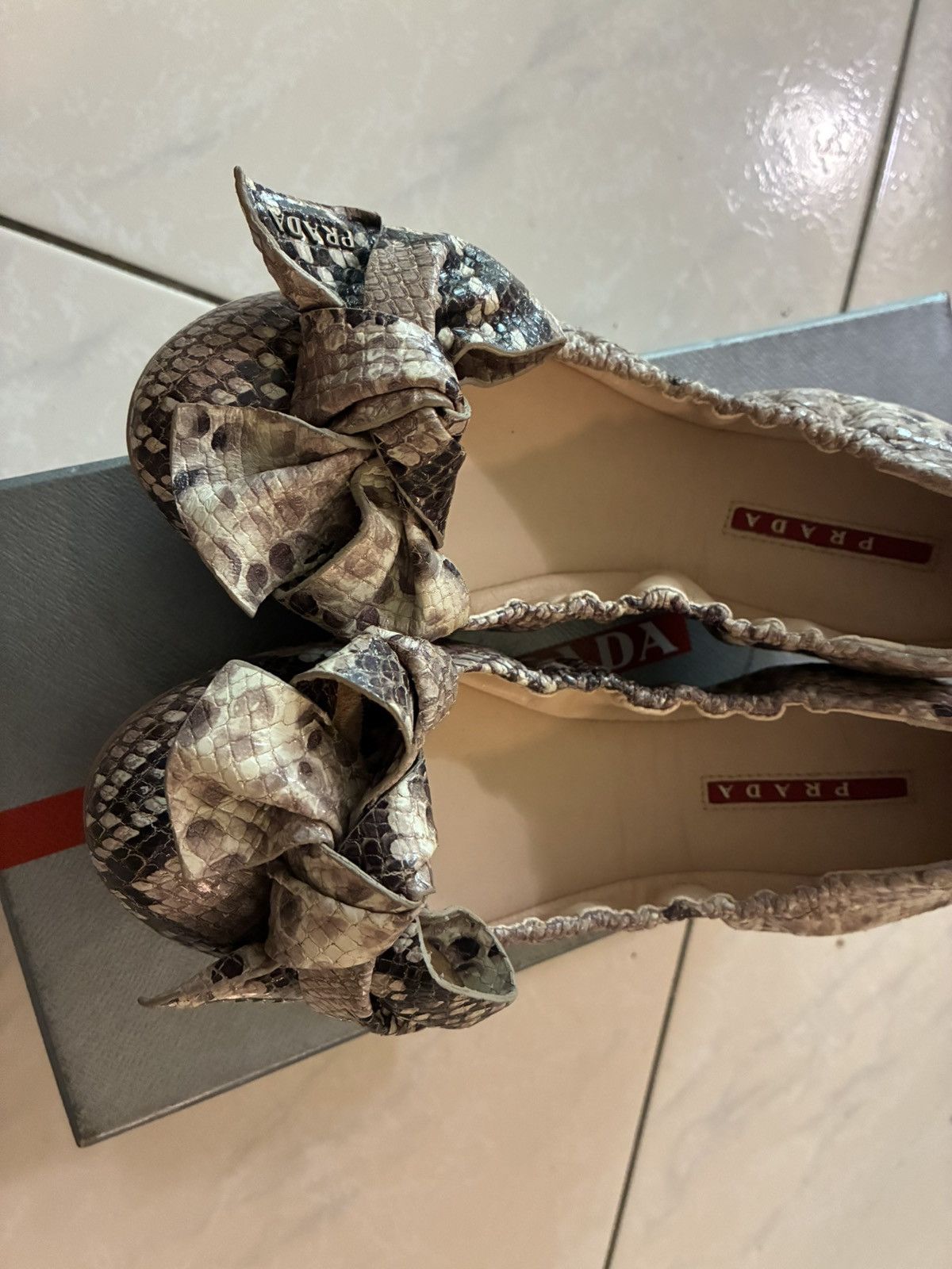 Prada Calzature Donna St. Pittone Roccia(Python Ballet Flats) sz37 Size US 7 / IT 37 - 6 Thumbnail