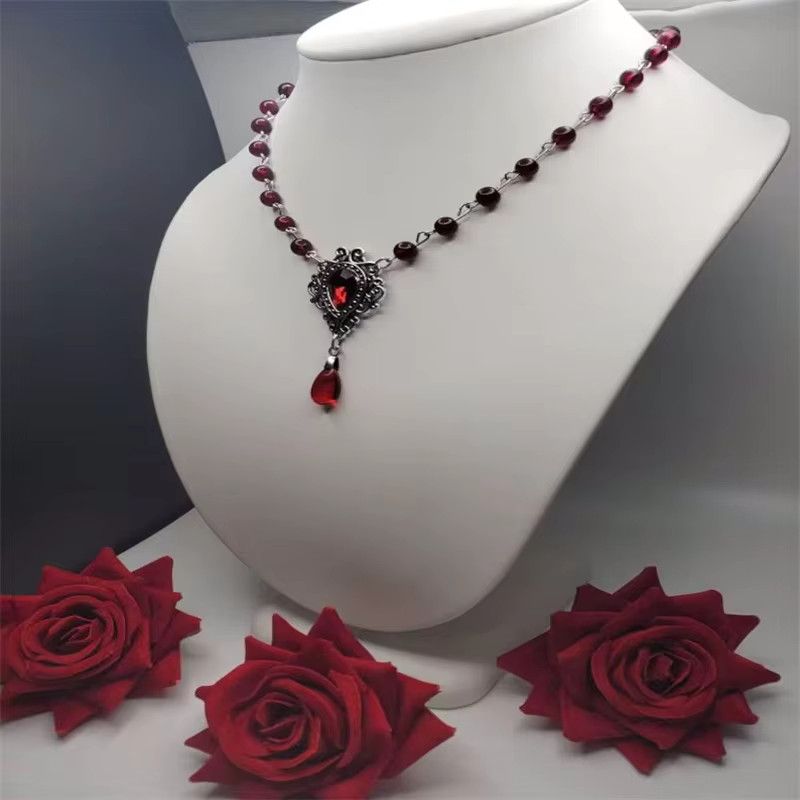 Jewelry Romantic Gothic Heart Rosary Necklace Size ONE SIZE - 5 Thumbnail