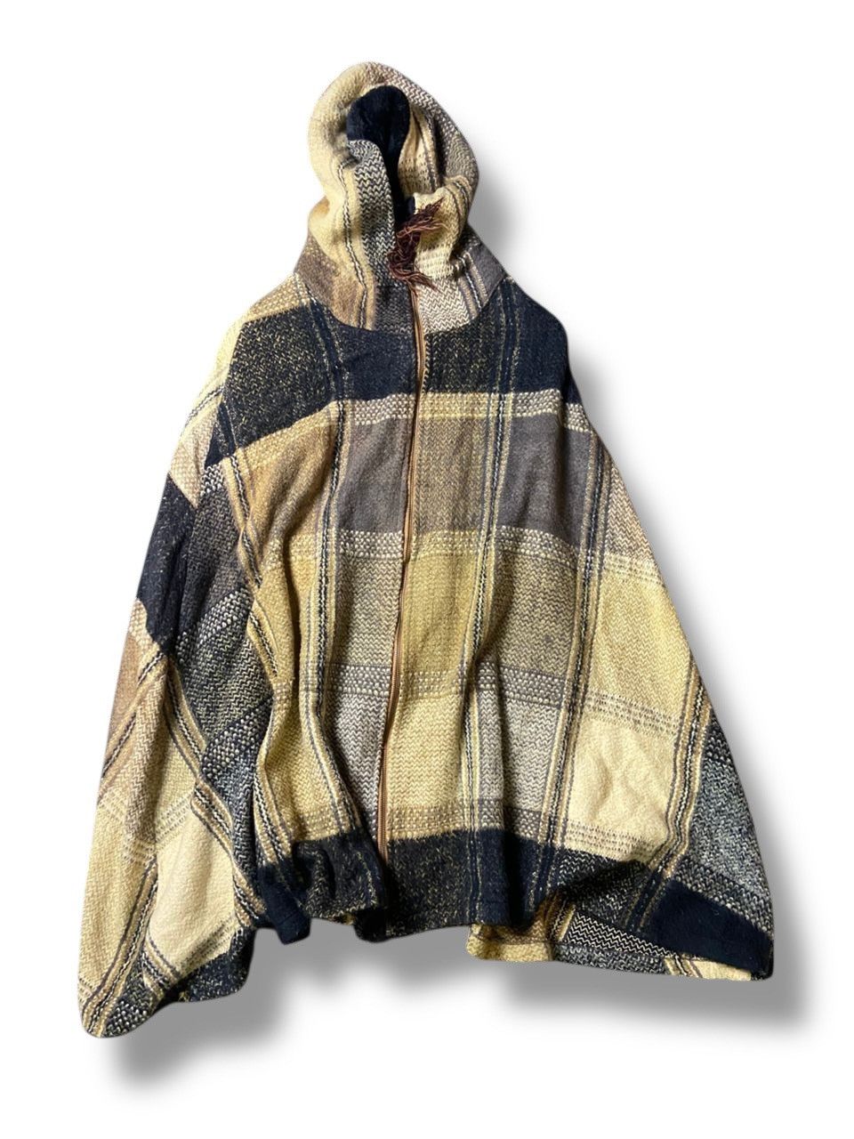 Japanese Brand × Vintage Amina Japanese Brand Checkered Hooded Ponchos (126) Size US XXL / EU 58 / 5 - 1 Thumbnail